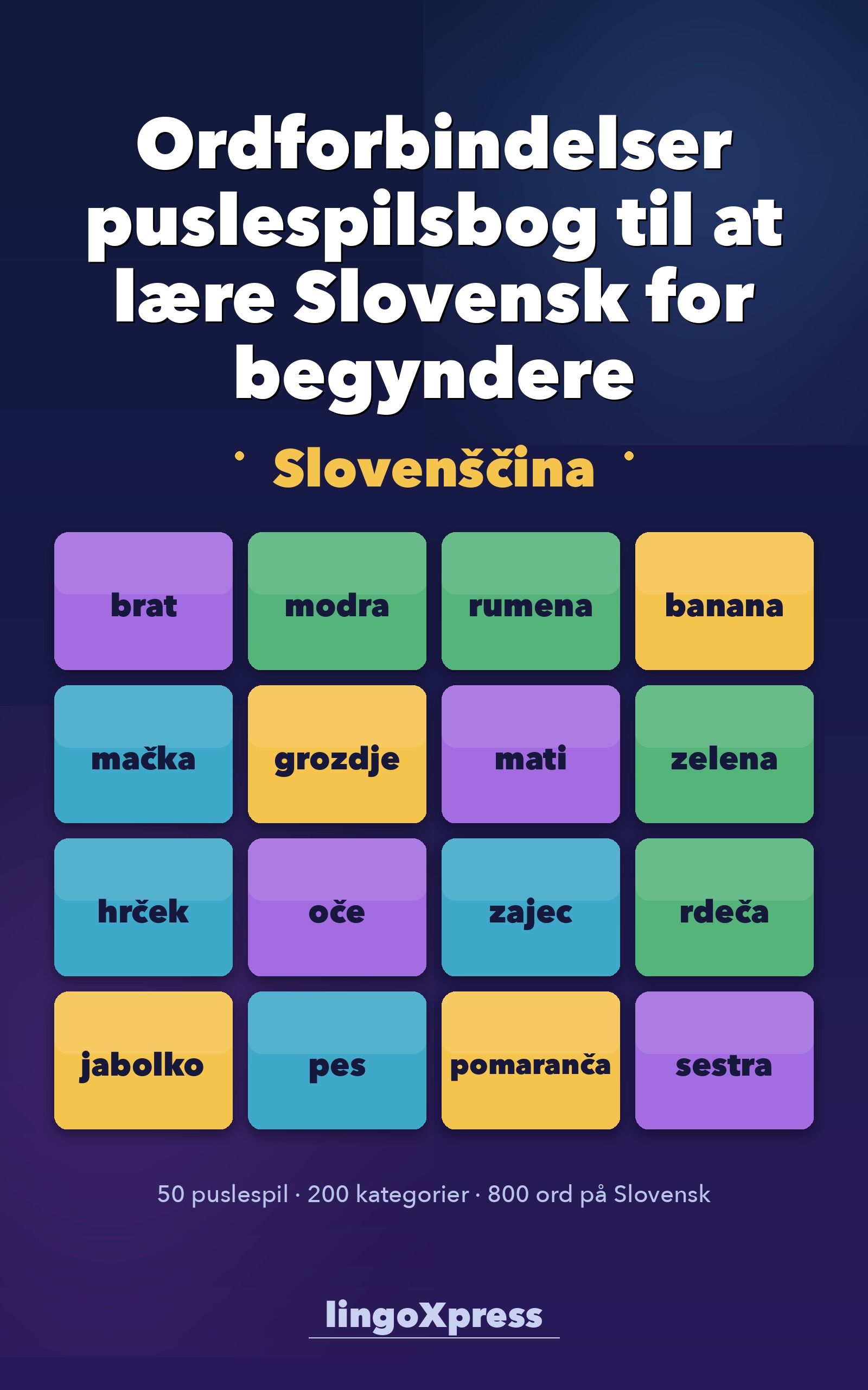 Ordforbindelser puslespilsbog til at lære Slovensk for begyndere