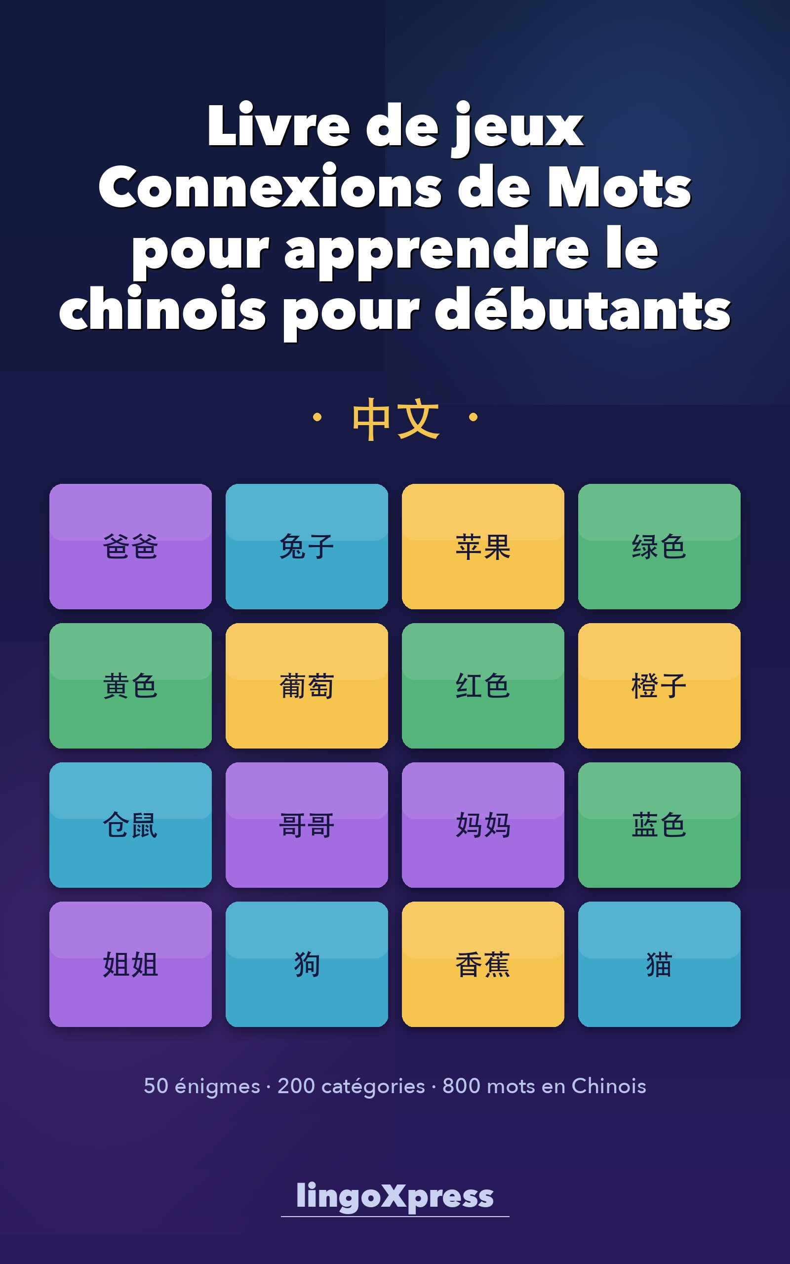 Livre de jeux Connexions de Mots pour apprendre le chinois pour débutants