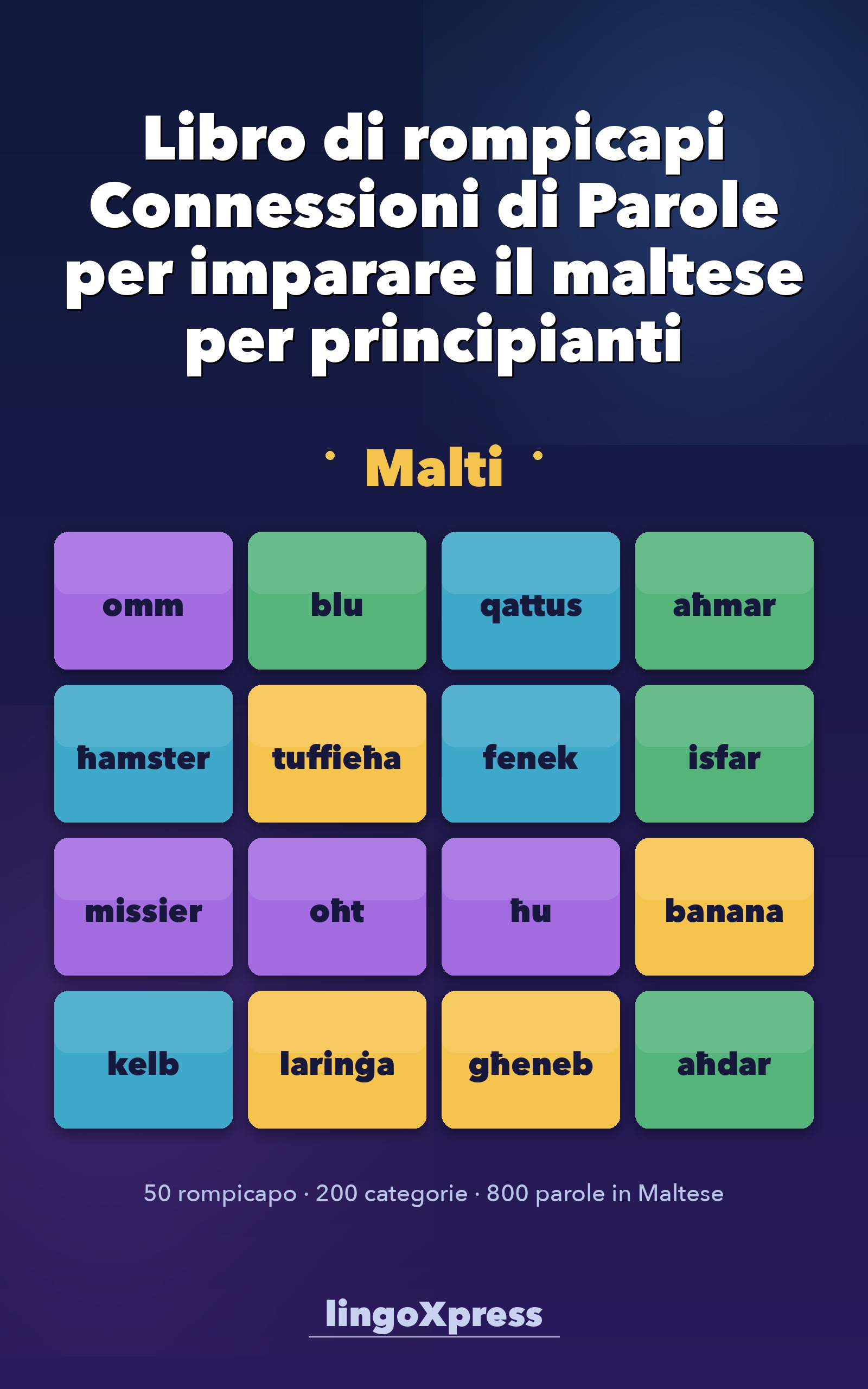 Libro di rompicapi Connessioni di Parole per imparare il maltese per principianti