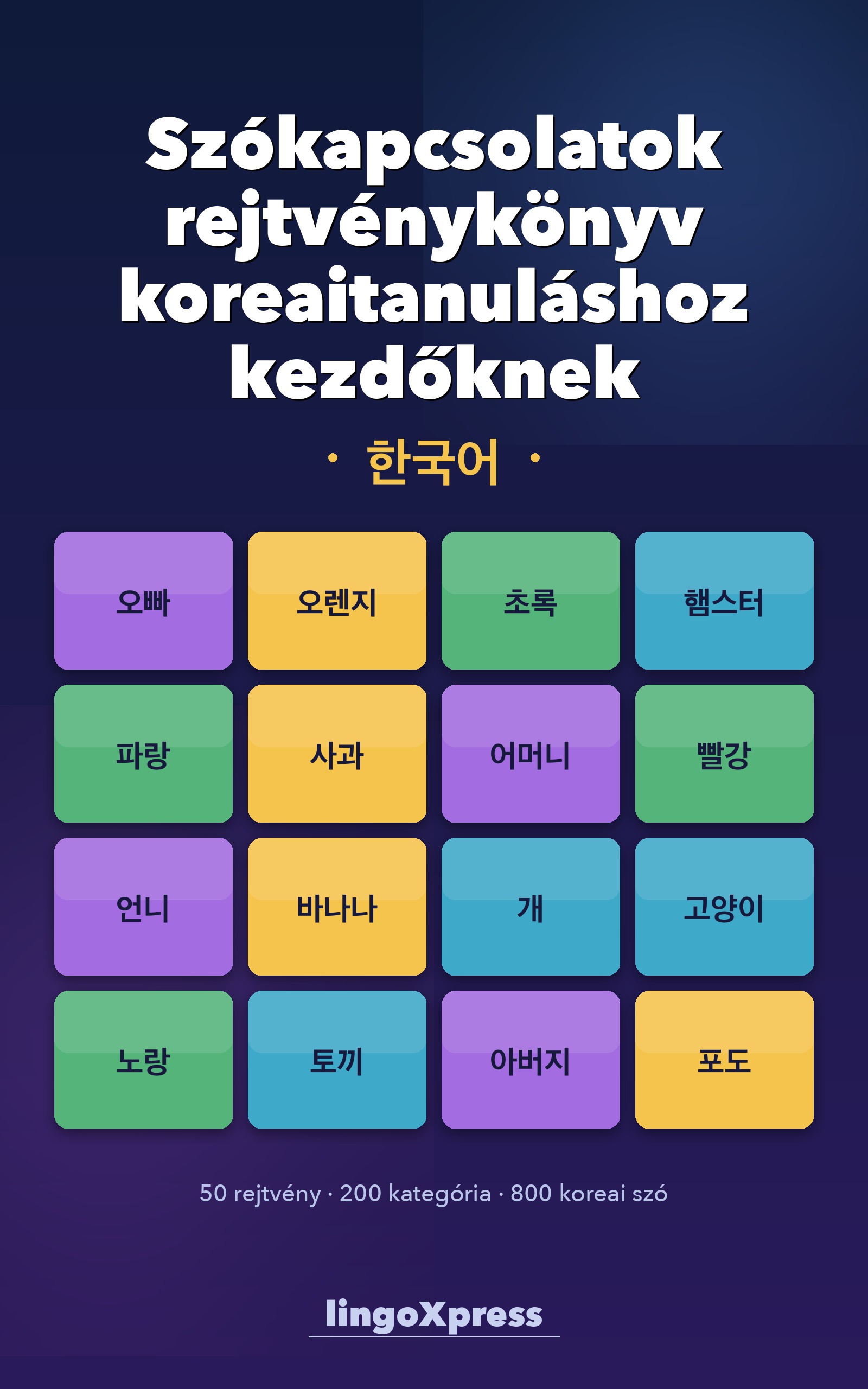 Szókapcsolatok rejtvénykönyv koreaitanuláshoz kezdőknek