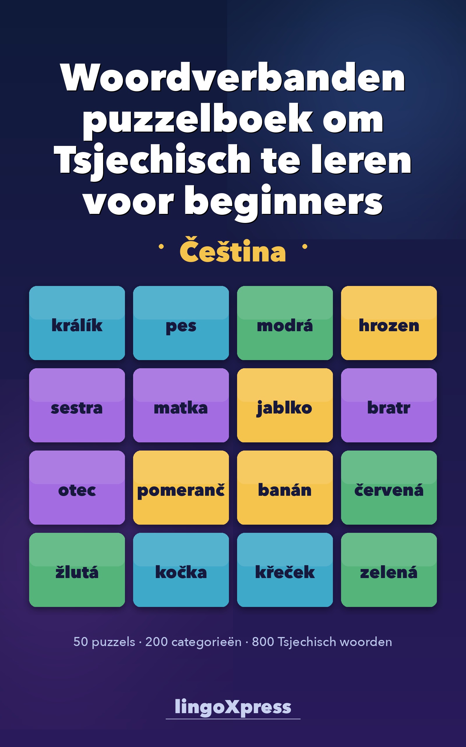 Woordverbanden puzzelboek om Tsjechisch te leren voor beginners