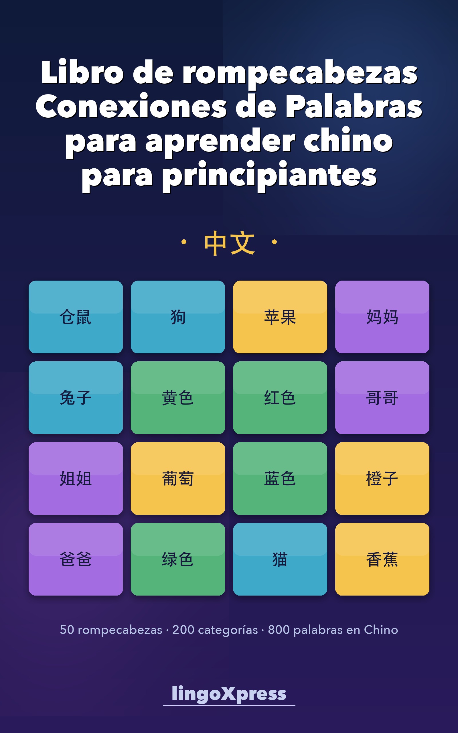 Libro de rompecabezas Conexiones de Palabras para aprender chino para principiantes