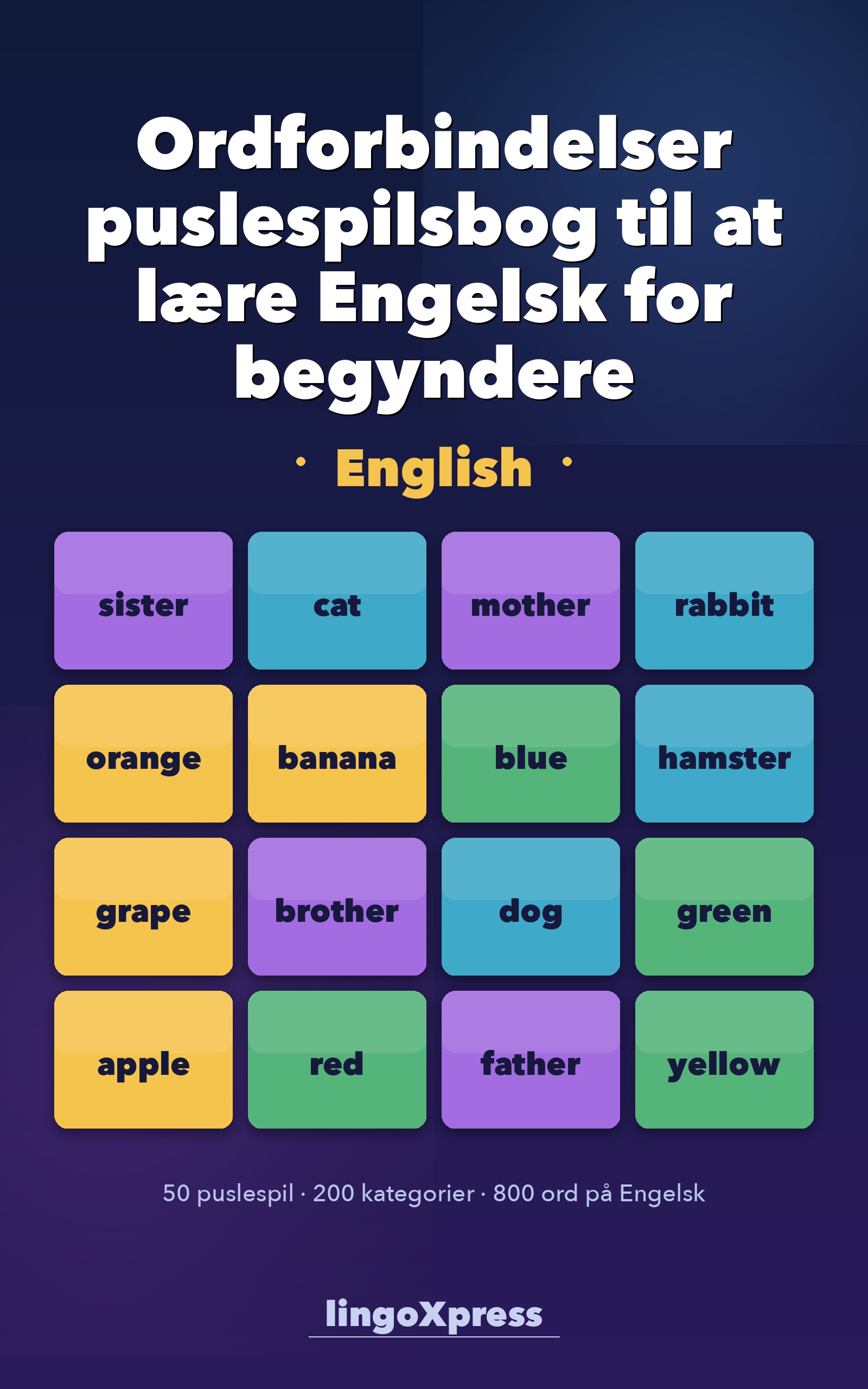 Ordforbindelser puslespilsbog til at lære Engelsk for begyndere