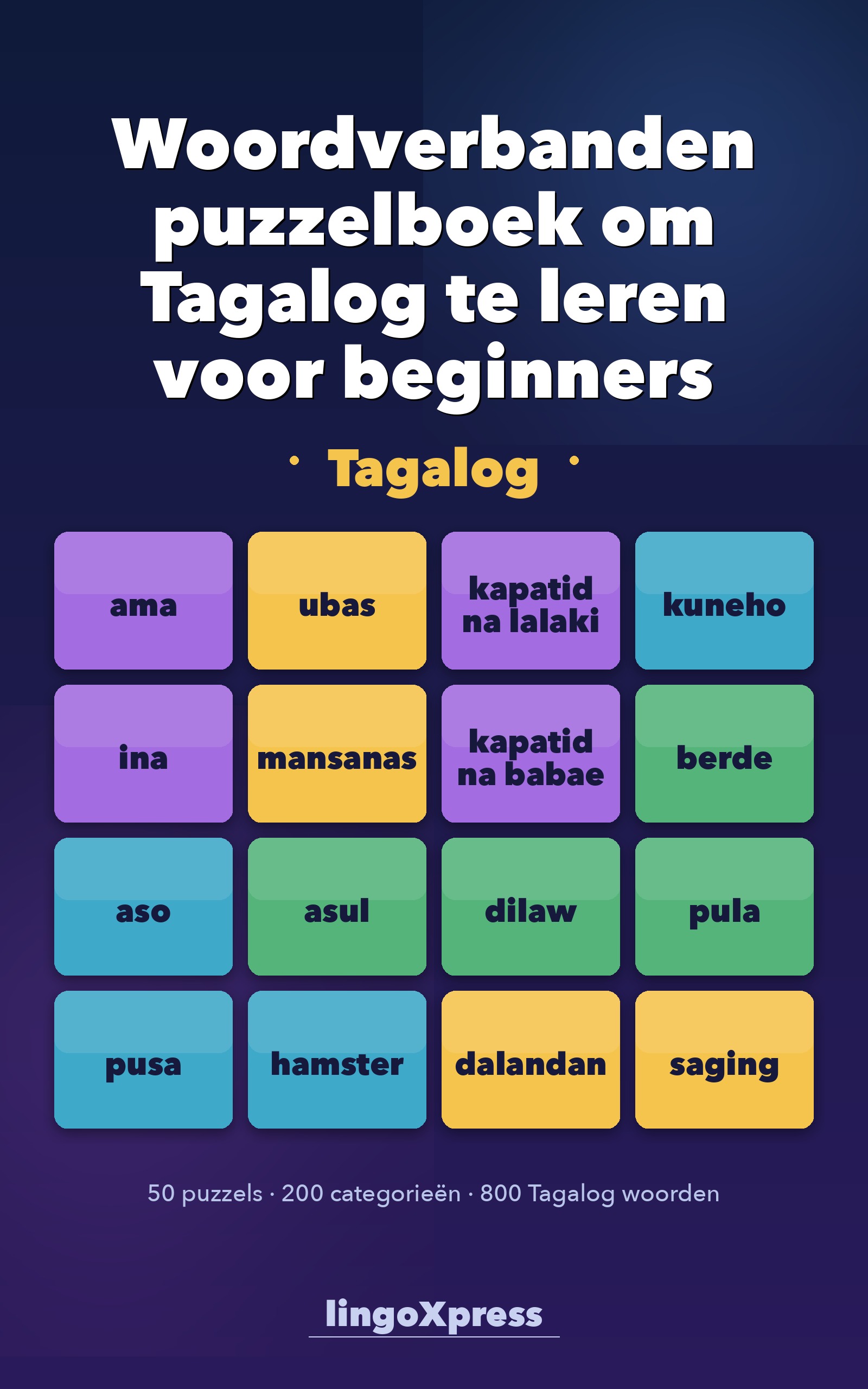 Woordverbanden puzzelboek om Tagalog te leren voor beginners
