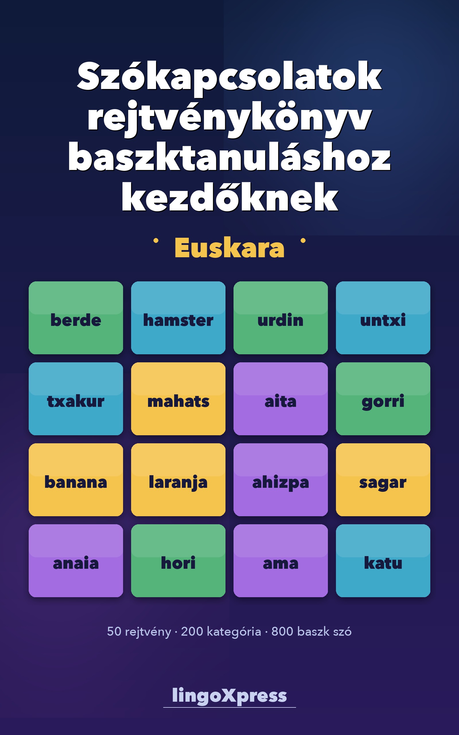 Szókapcsolatok rejtvénykönyv baszktanuláshoz kezdőknek