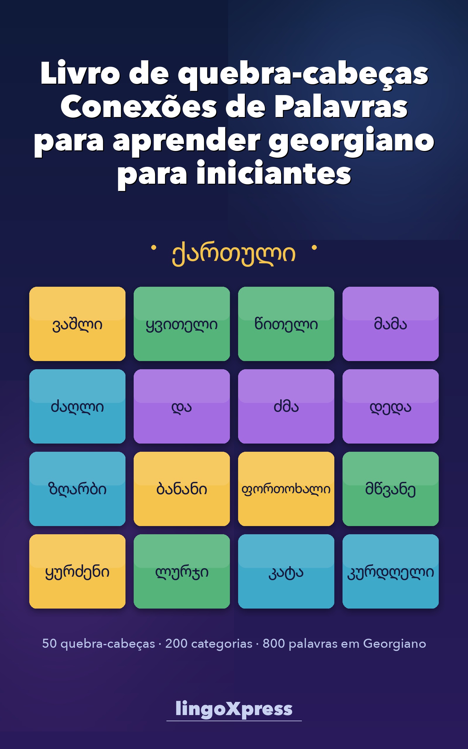 Livro de quebra-cabeças Conexões de Palavras para aprender georgiano para iniciantes