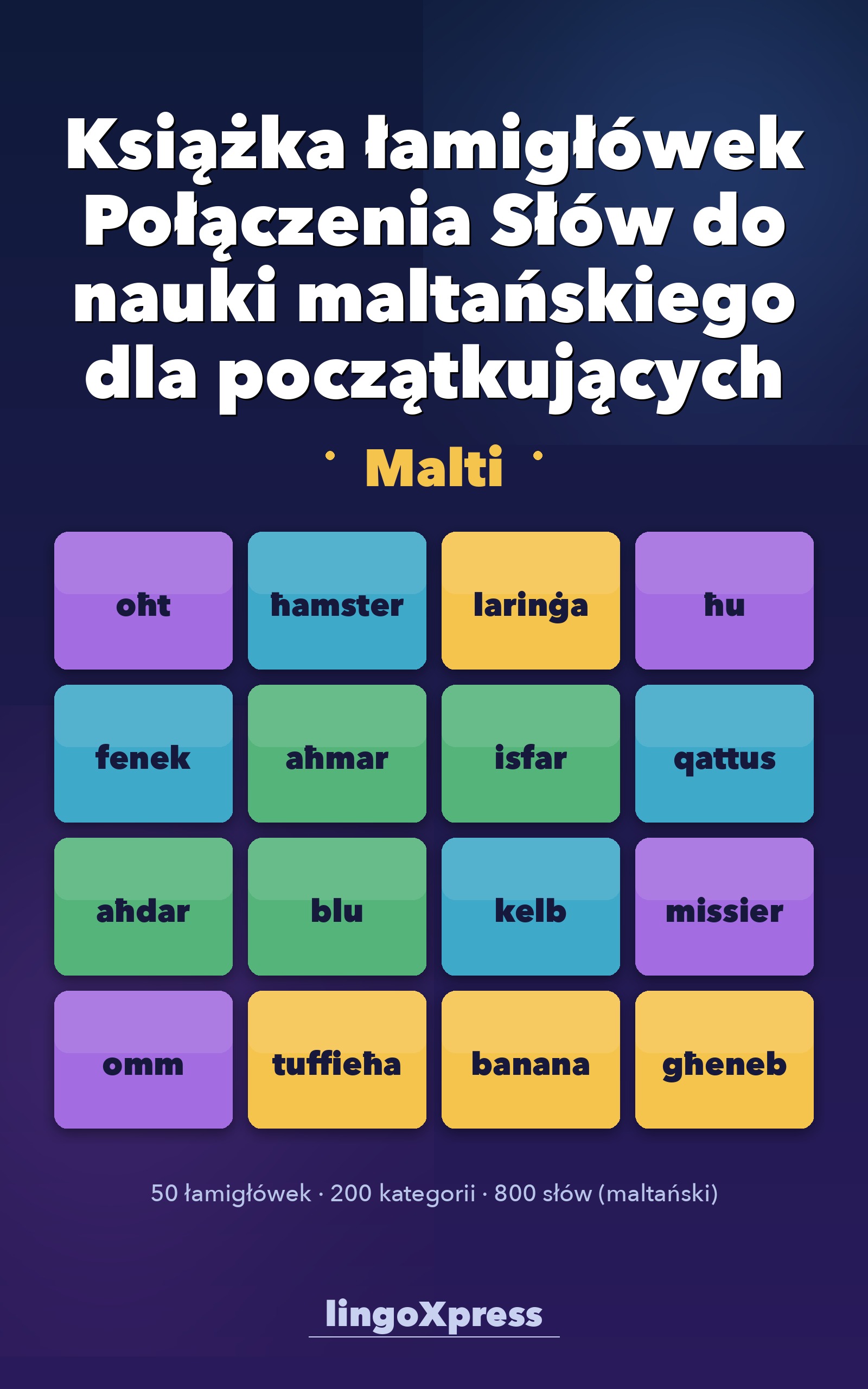 Książka łamigłówek Połączenia Słów do nauki maltańskiego dla początkujących