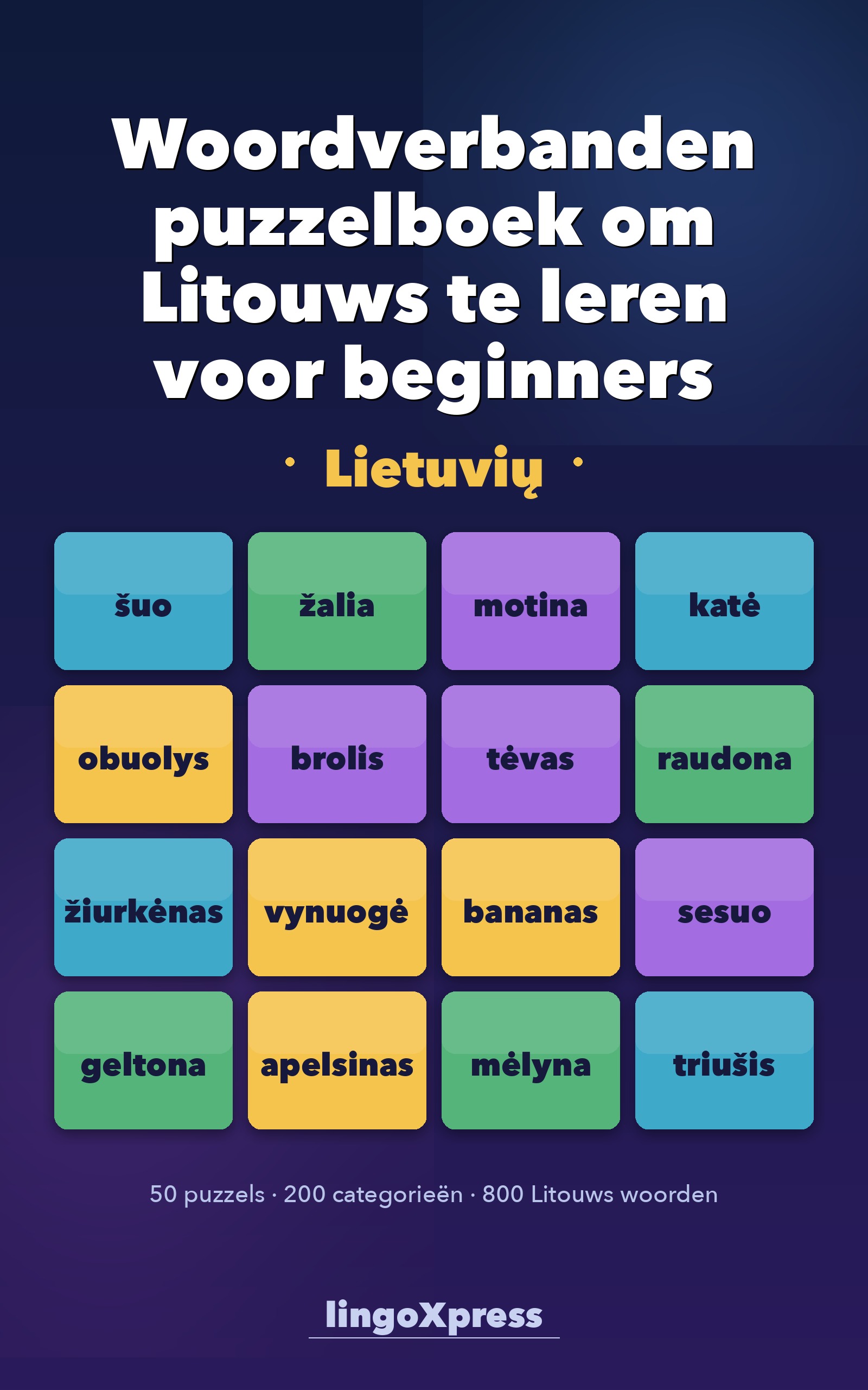 Woordverbanden puzzelboek om Litouws te leren voor beginners