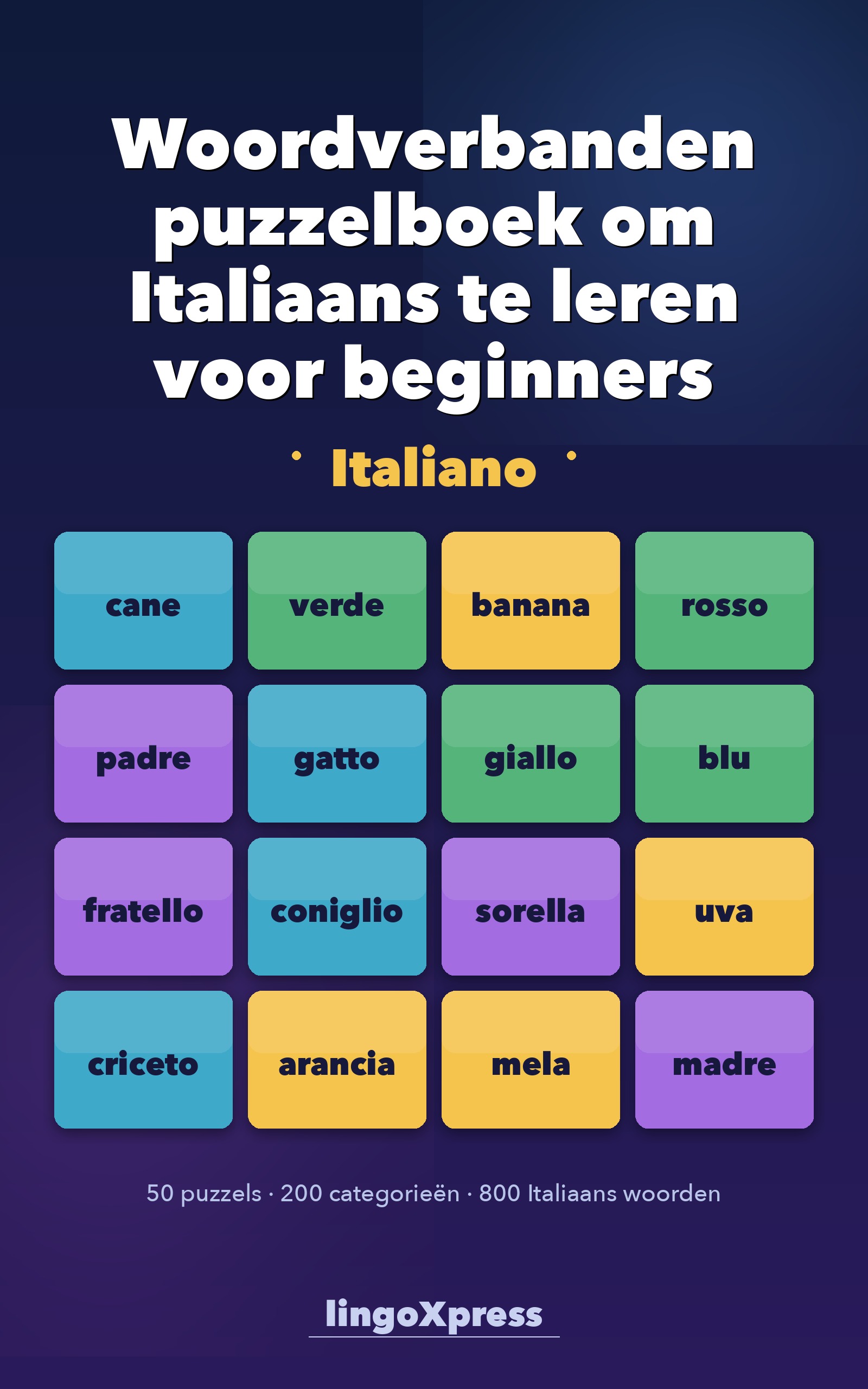Woordverbanden puzzelboek om Italiaans te leren voor beginners