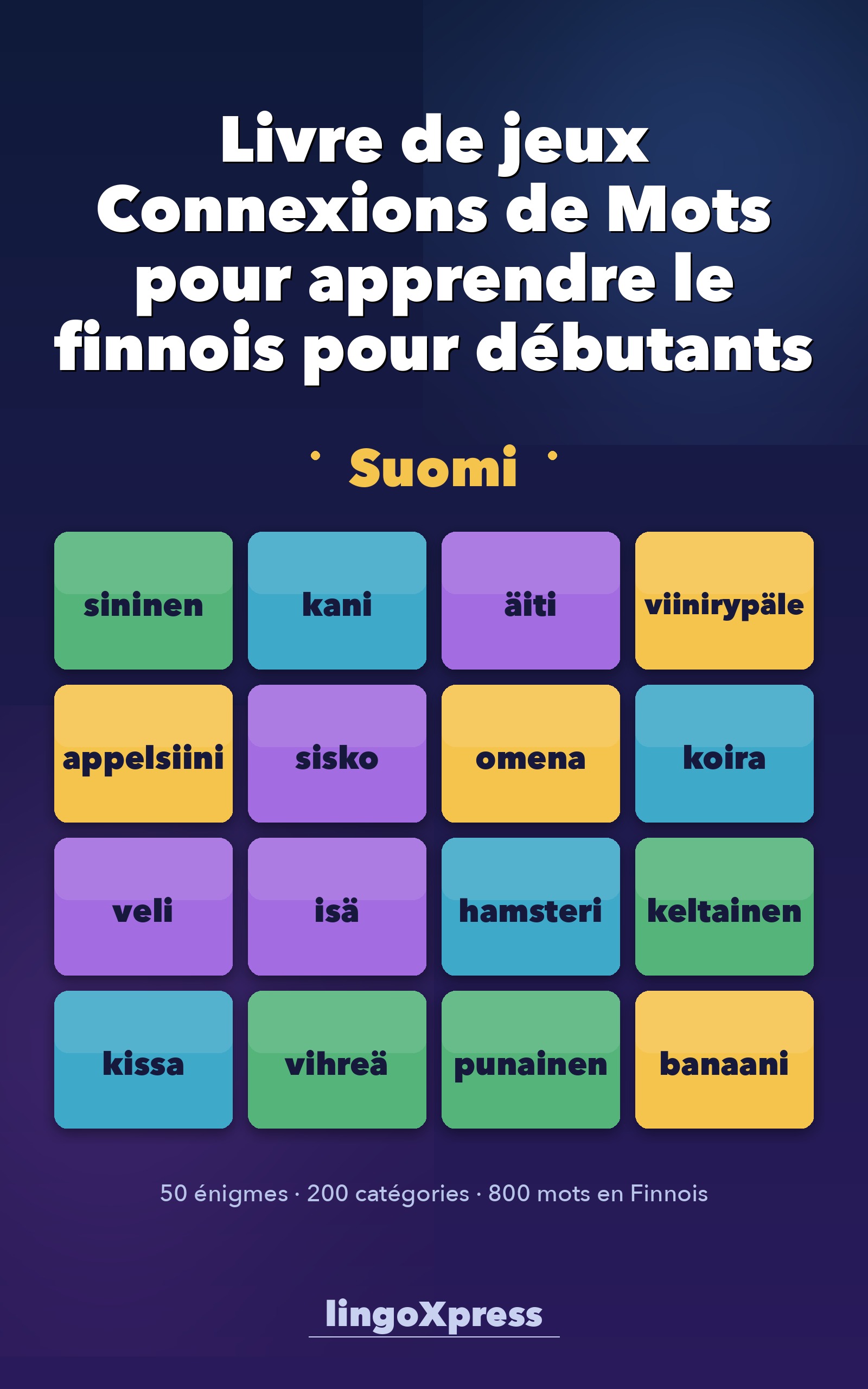 Livre de jeux Connexions de Mots pour apprendre le finnois pour débutants