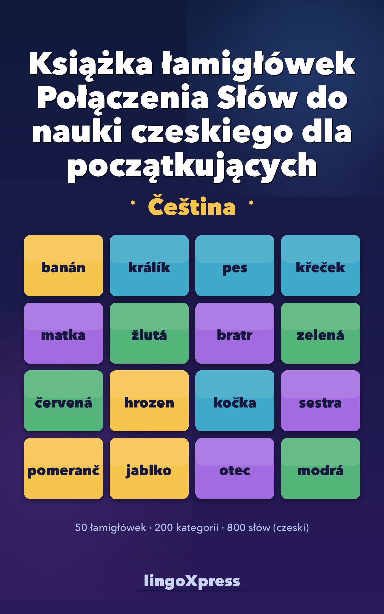Książka łamigłówek Połączenia Słów do nauki czeskiego dla początkujących
