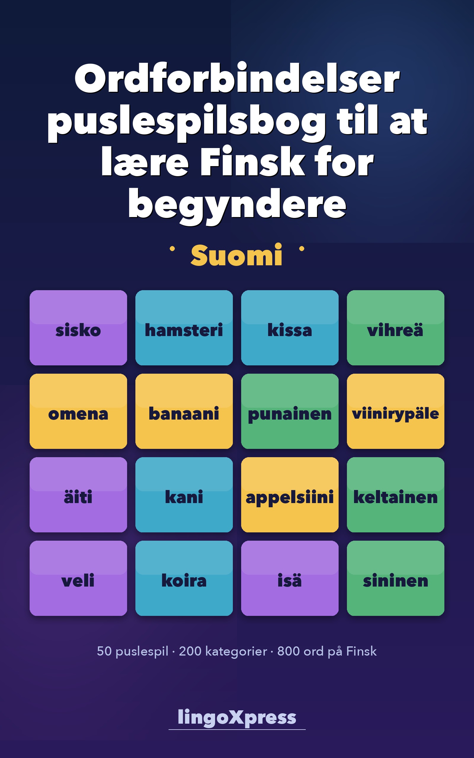 Ordforbindelser puslespilsbog til at lære Finsk for begyndere