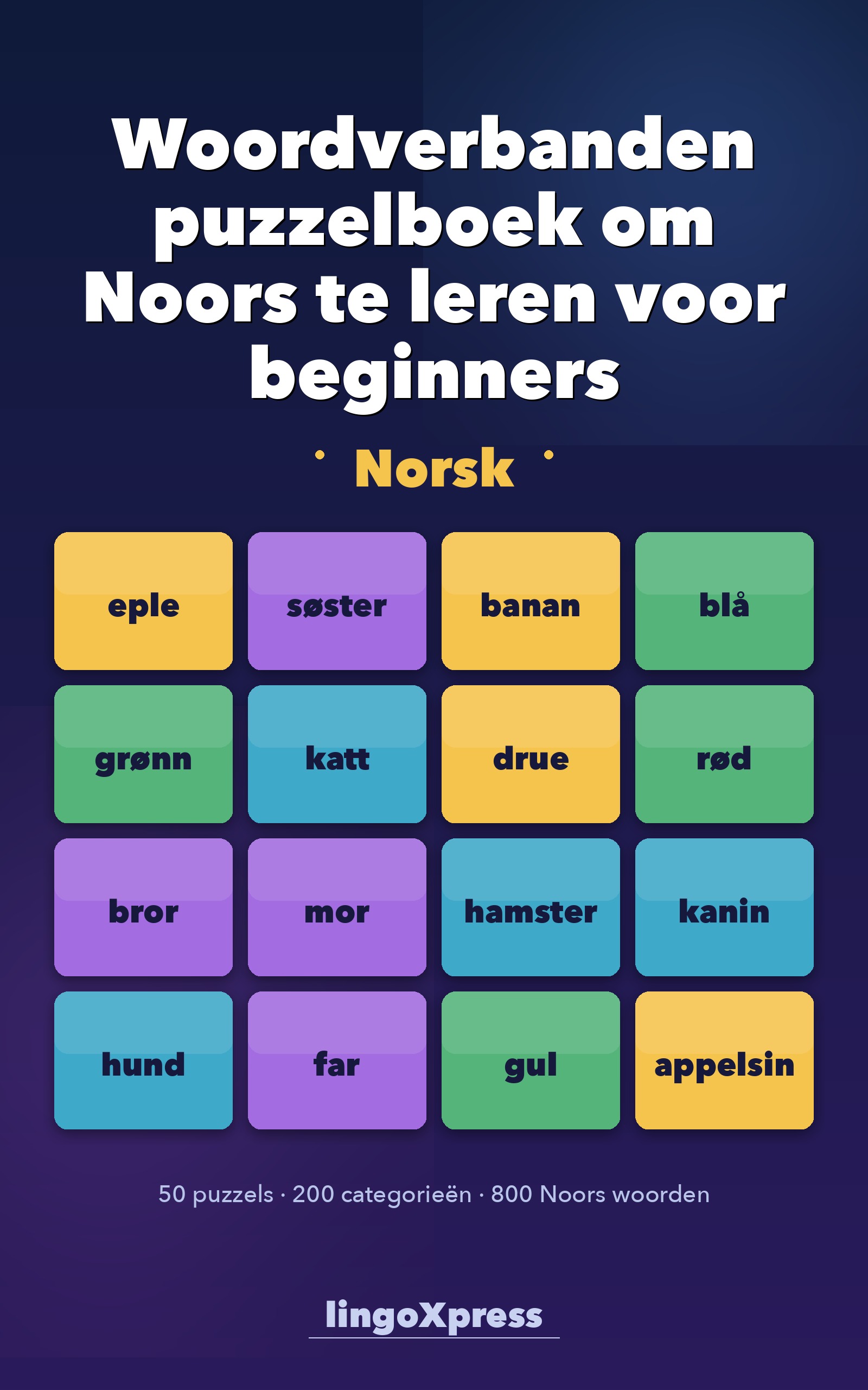 Woordverbanden puzzelboek om Noors te leren voor beginners