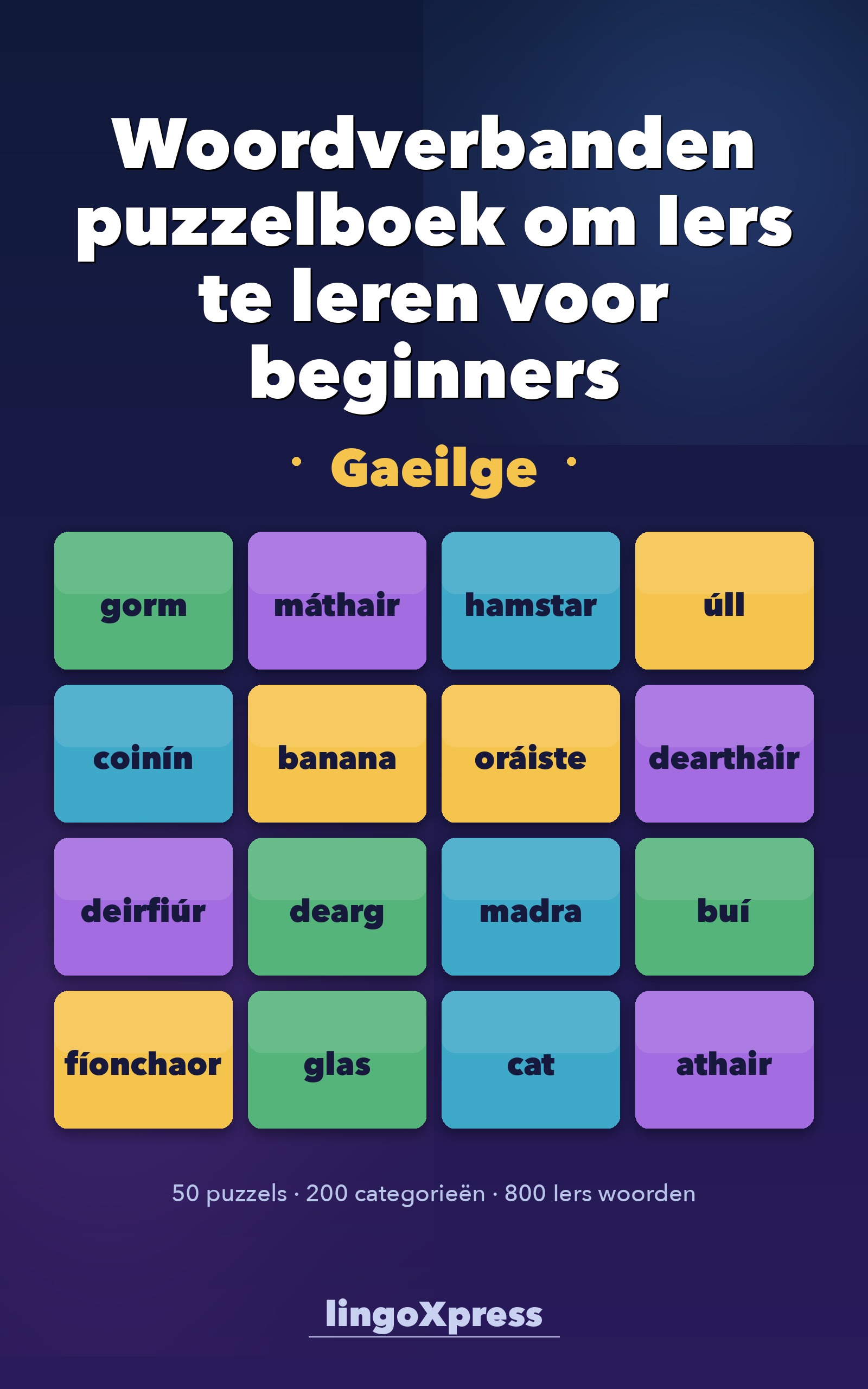 Woordverbanden puzzelboek om Iers te leren voor beginners