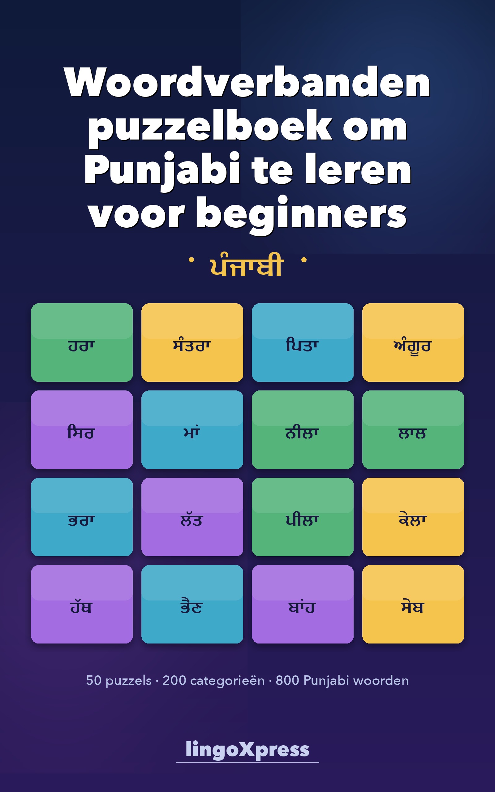Woordverbanden puzzelboek om Punjabi te leren voor beginners