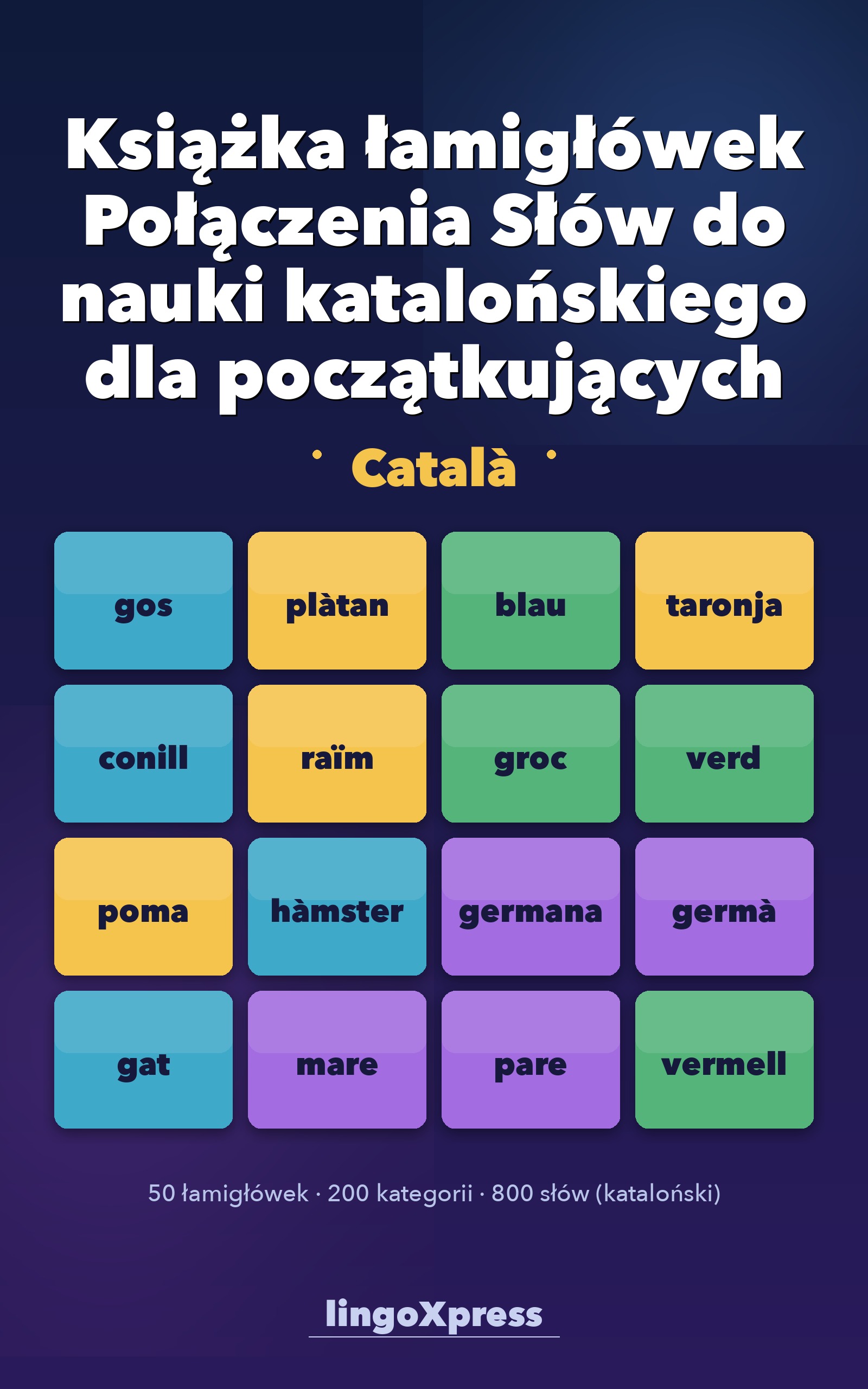 Książka łamigłówek Połączenia Słów do nauki katalońskiego dla początkujących