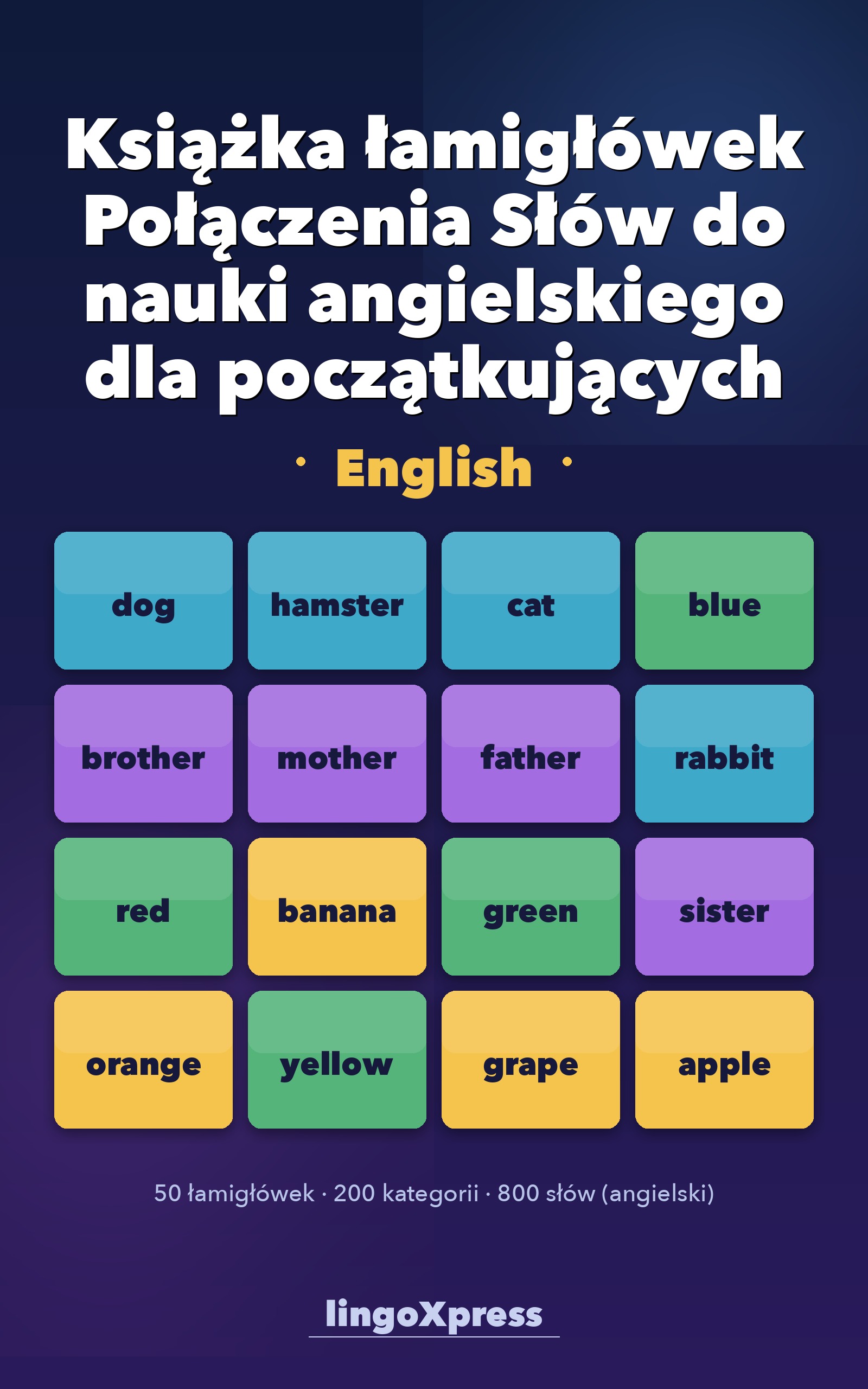 Książka łamigłówek Połączenia Słów do nauki angielskiego dla początkujących