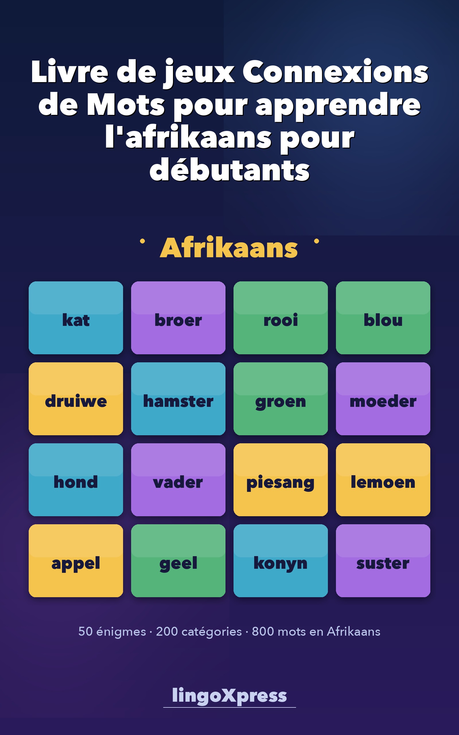 Livre de jeux Connexions de Mots pour apprendre l'afrikaans pour débutants