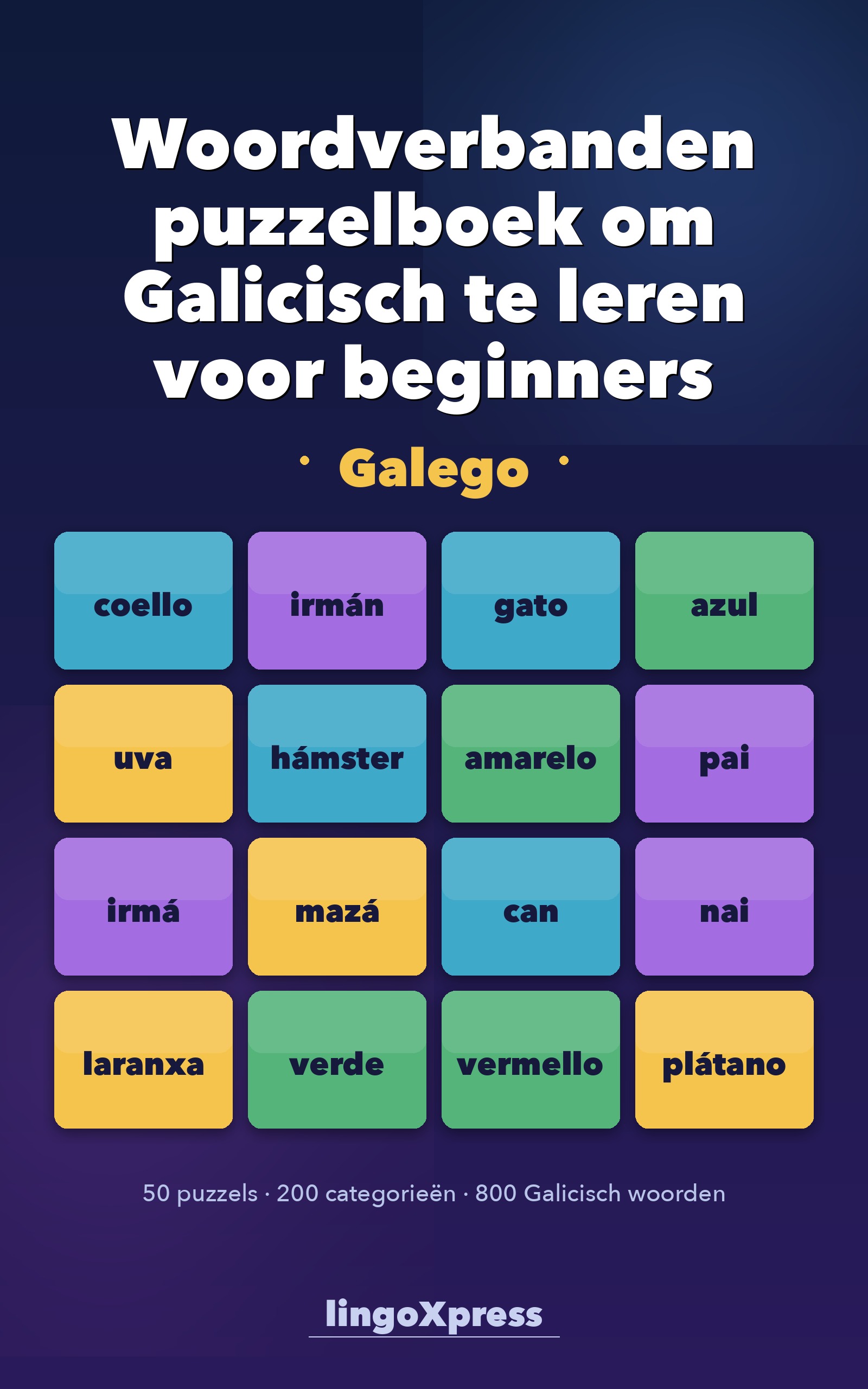 Woordverbanden puzzelboek om Galicisch te leren voor beginners