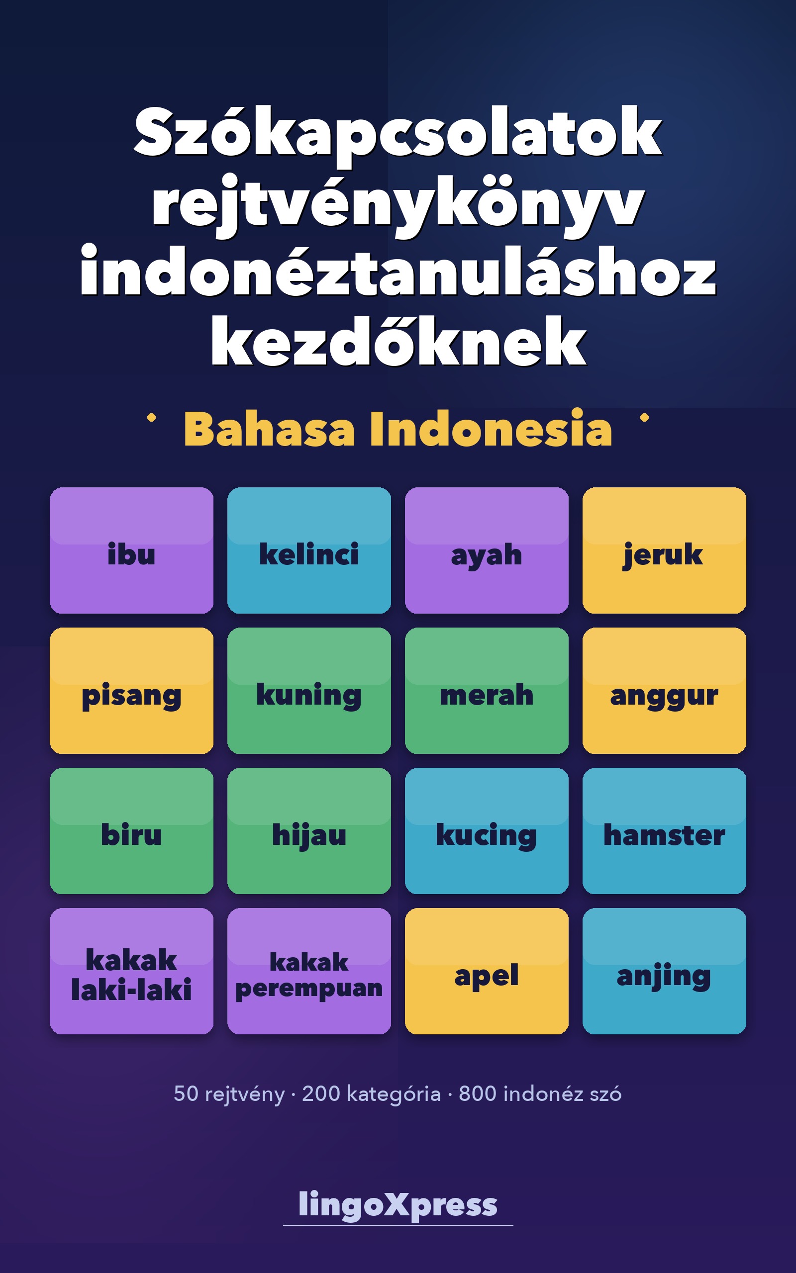 Szókapcsolatok rejtvénykönyv indonéztanuláshoz kezdőknek