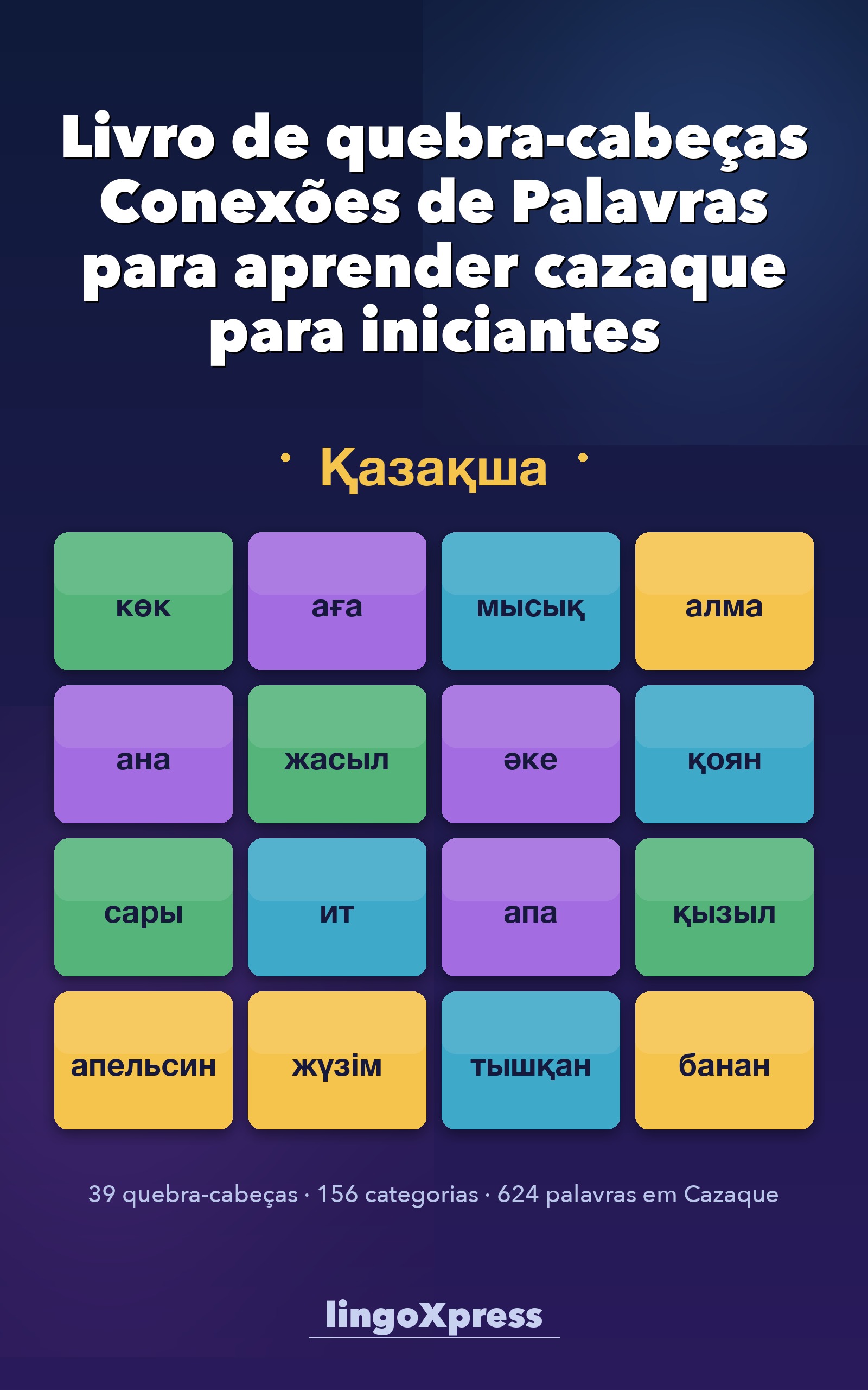 Livro de quebra-cabeças Conexões de Palavras para aprender cazaque para iniciantes