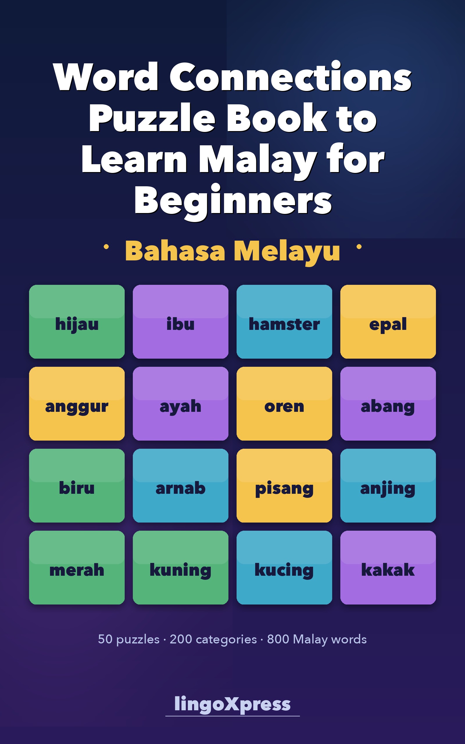 Word Connections Puzzle Book to Learn Malay for Beginners