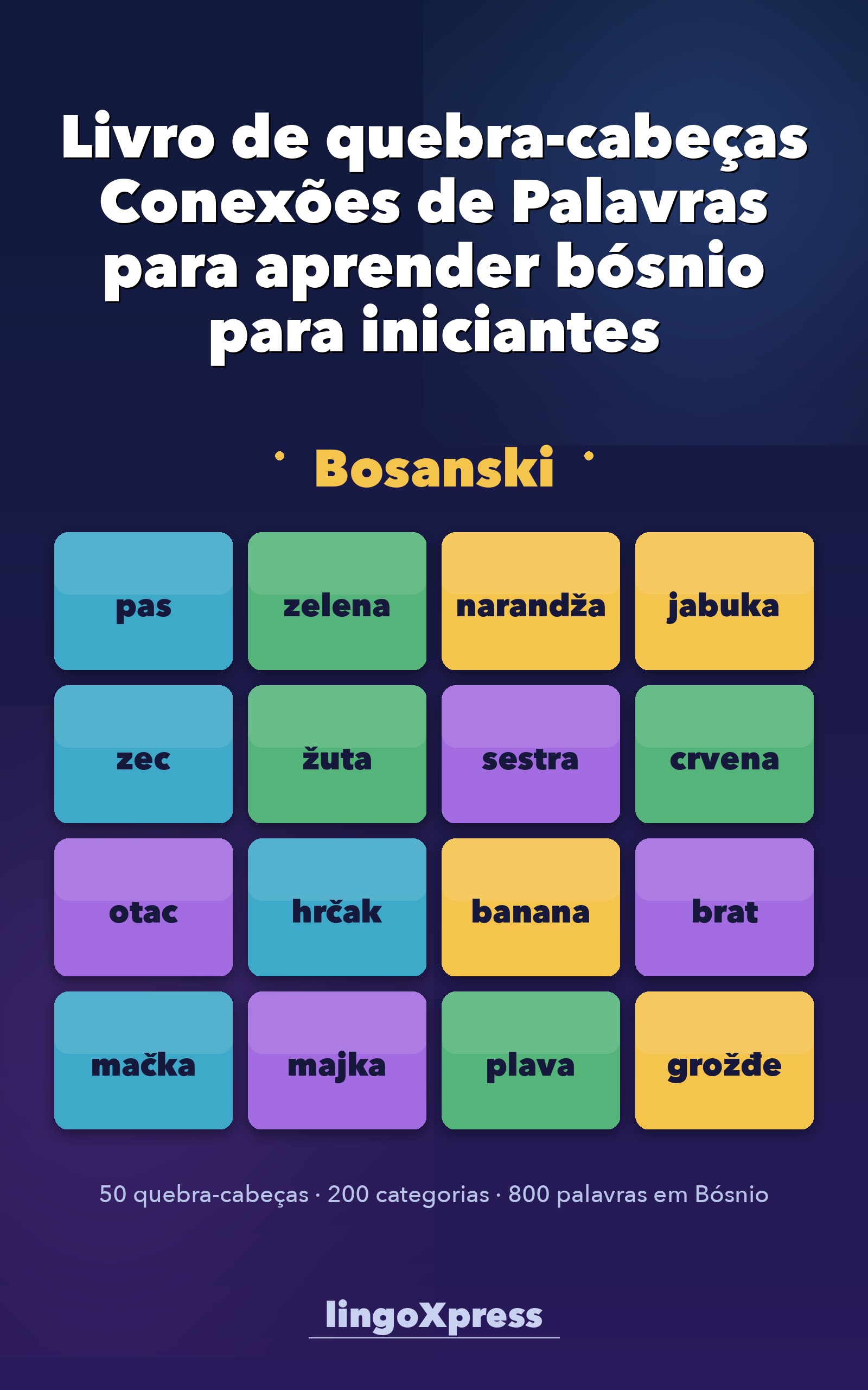 Livro de quebra-cabeças Conexões de Palavras para aprender bósnio para iniciantes