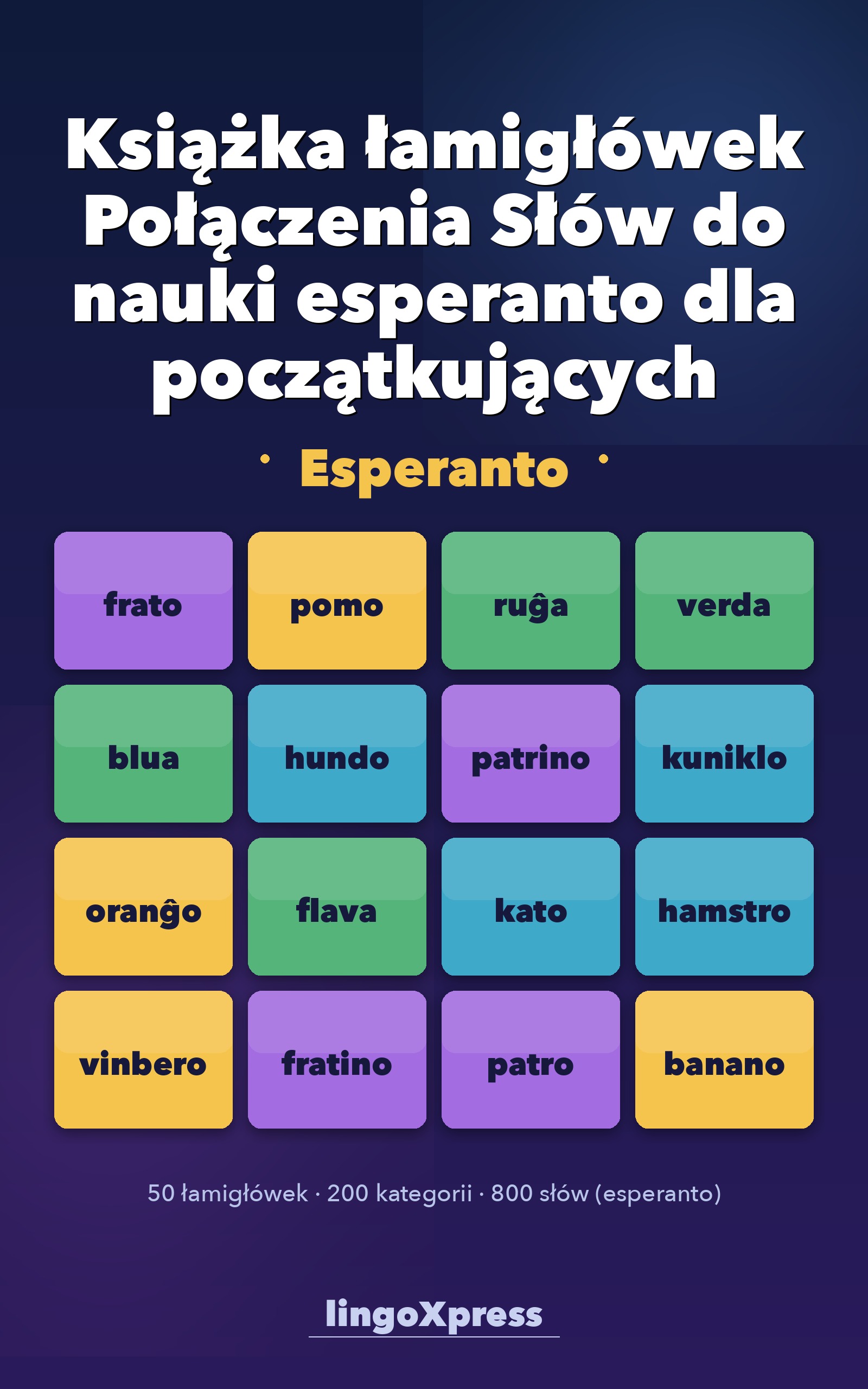 Książka łamigłówek Połączenia Słów do nauki esperanto dla początkujących