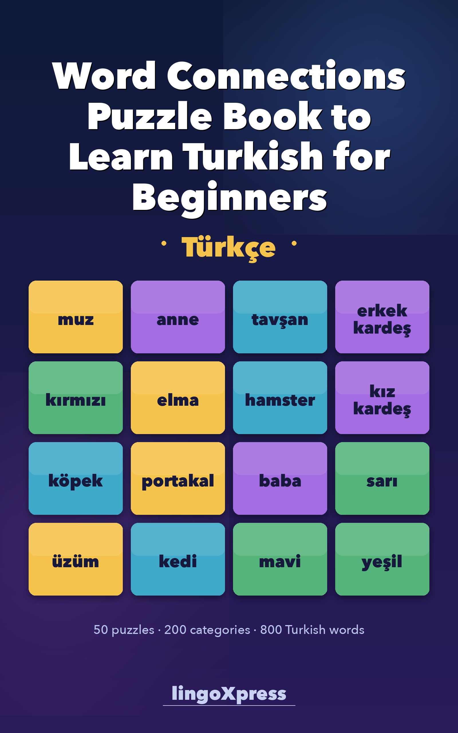 Word Connections Puzzle Book to Learn Turkish for Beginners