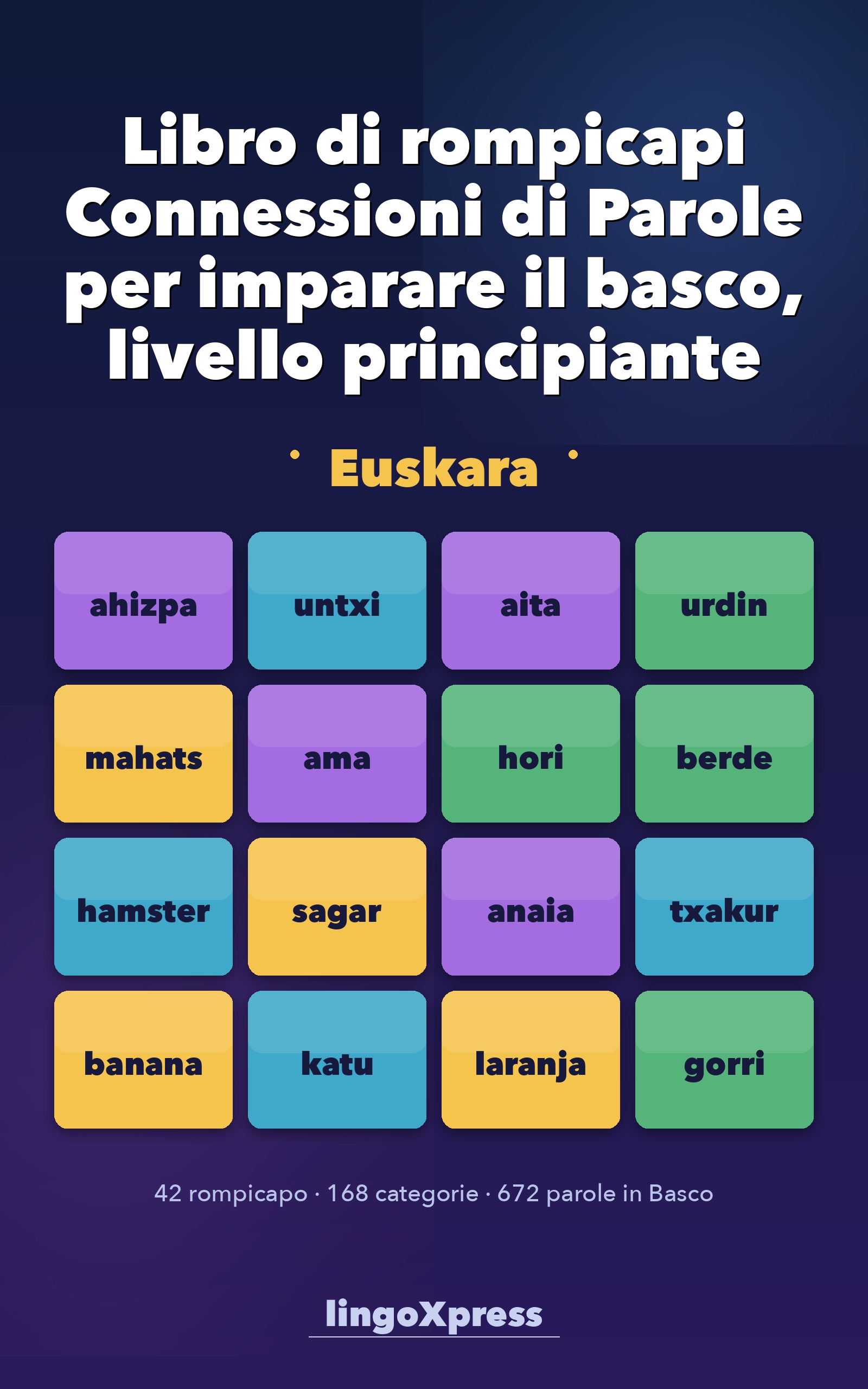 Libro di rompicapi Connessioni di Parole per imparare il basco per principianti