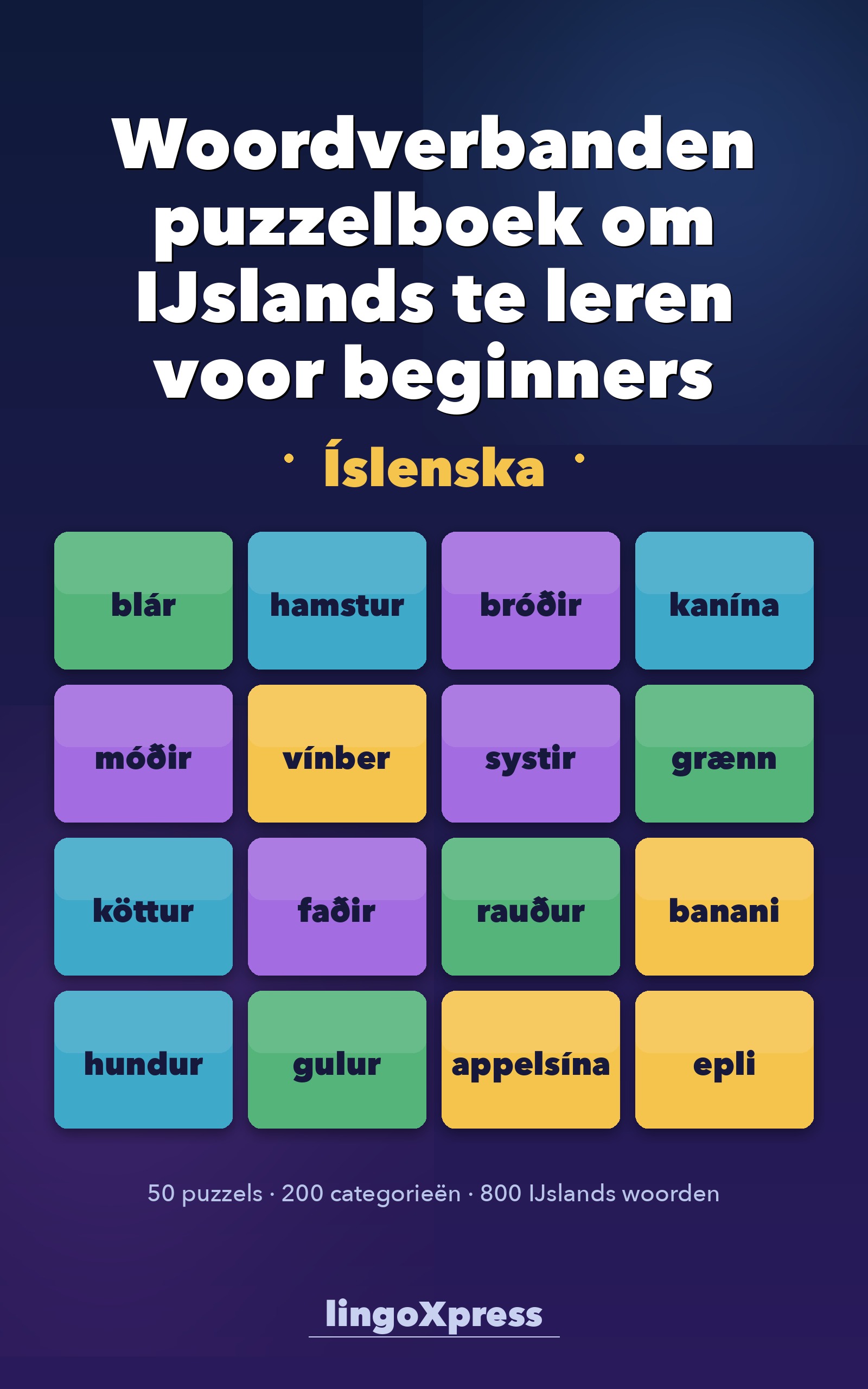 Woordverbanden puzzelboek om IJslands te leren voor beginners