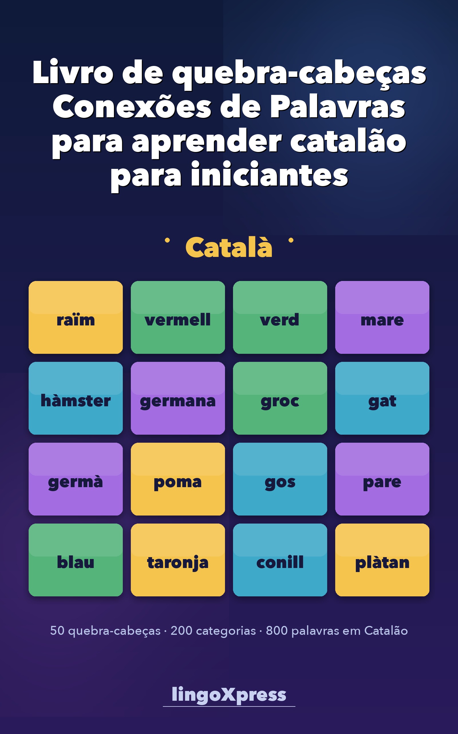 Livro de quebra-cabeças Conexões de Palavras para aprender catalão para iniciantes