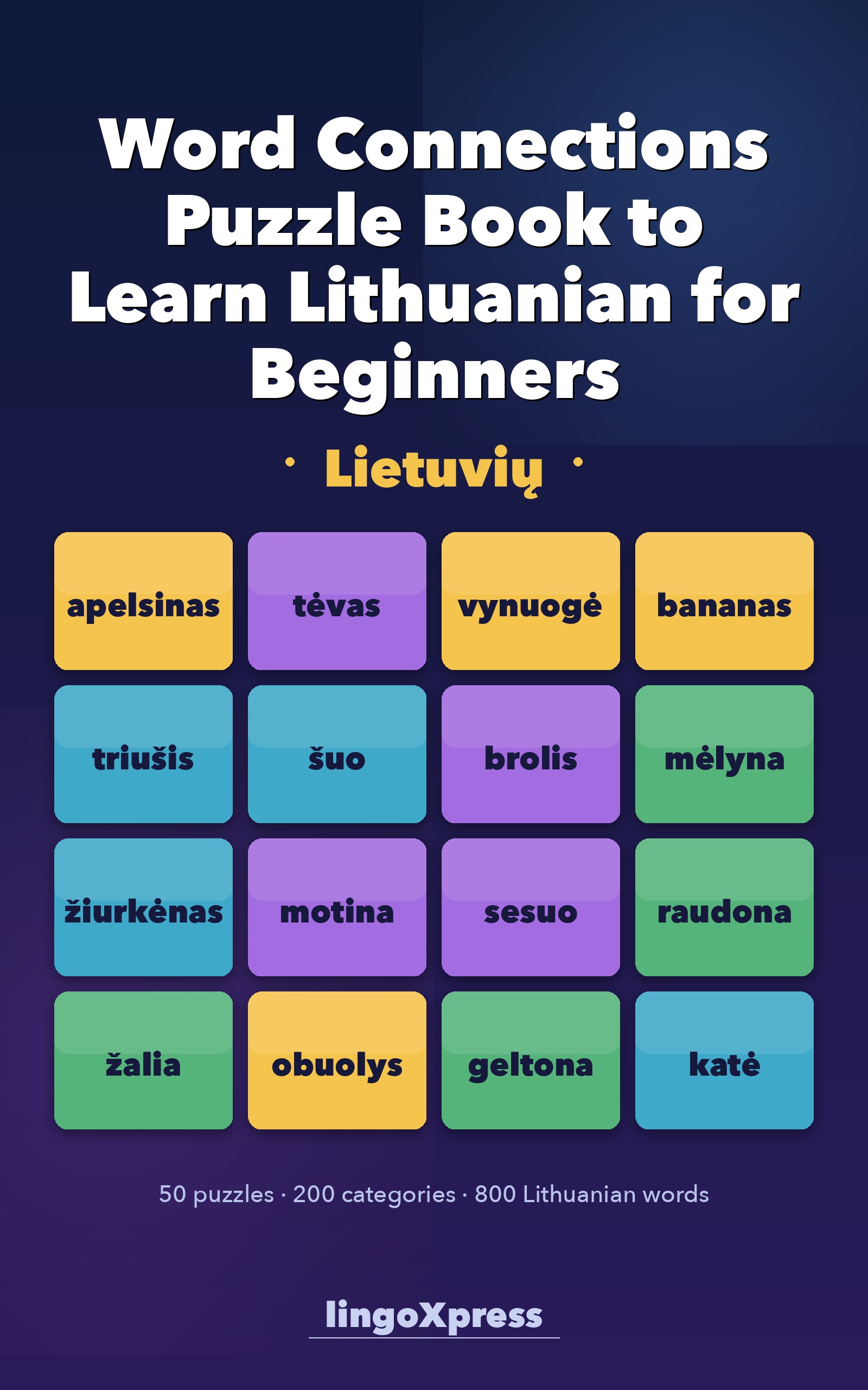 Word Connections Puzzle Book to Learn Lithuanian for Beginners