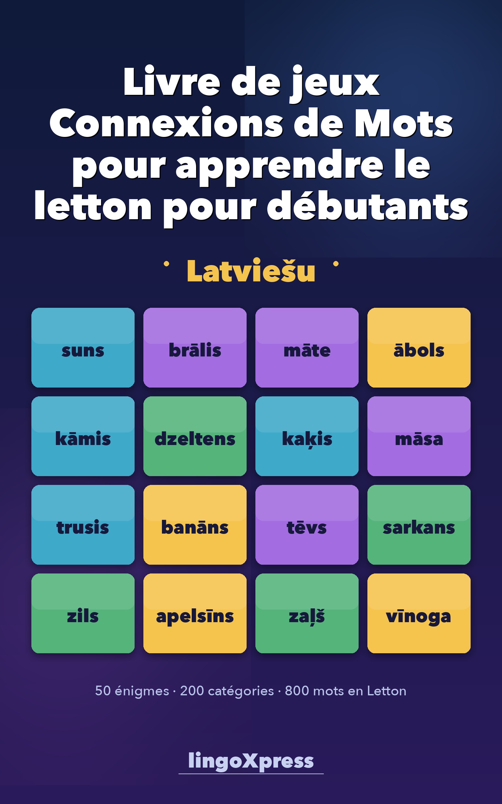 Livre de jeux Connexions de Mots pour apprendre le letton pour débutants