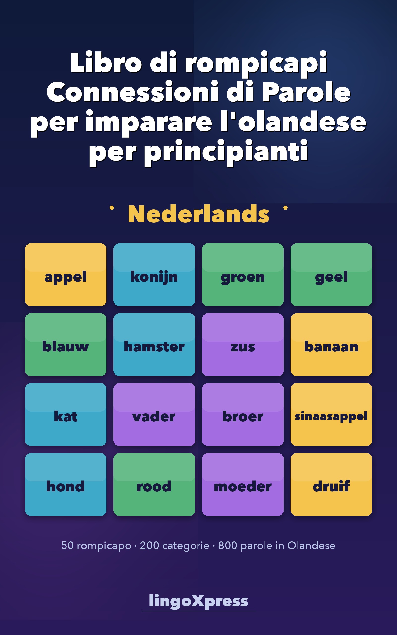 Libro di rompicapi Connessioni di Parole per imparare l'olandese per principianti