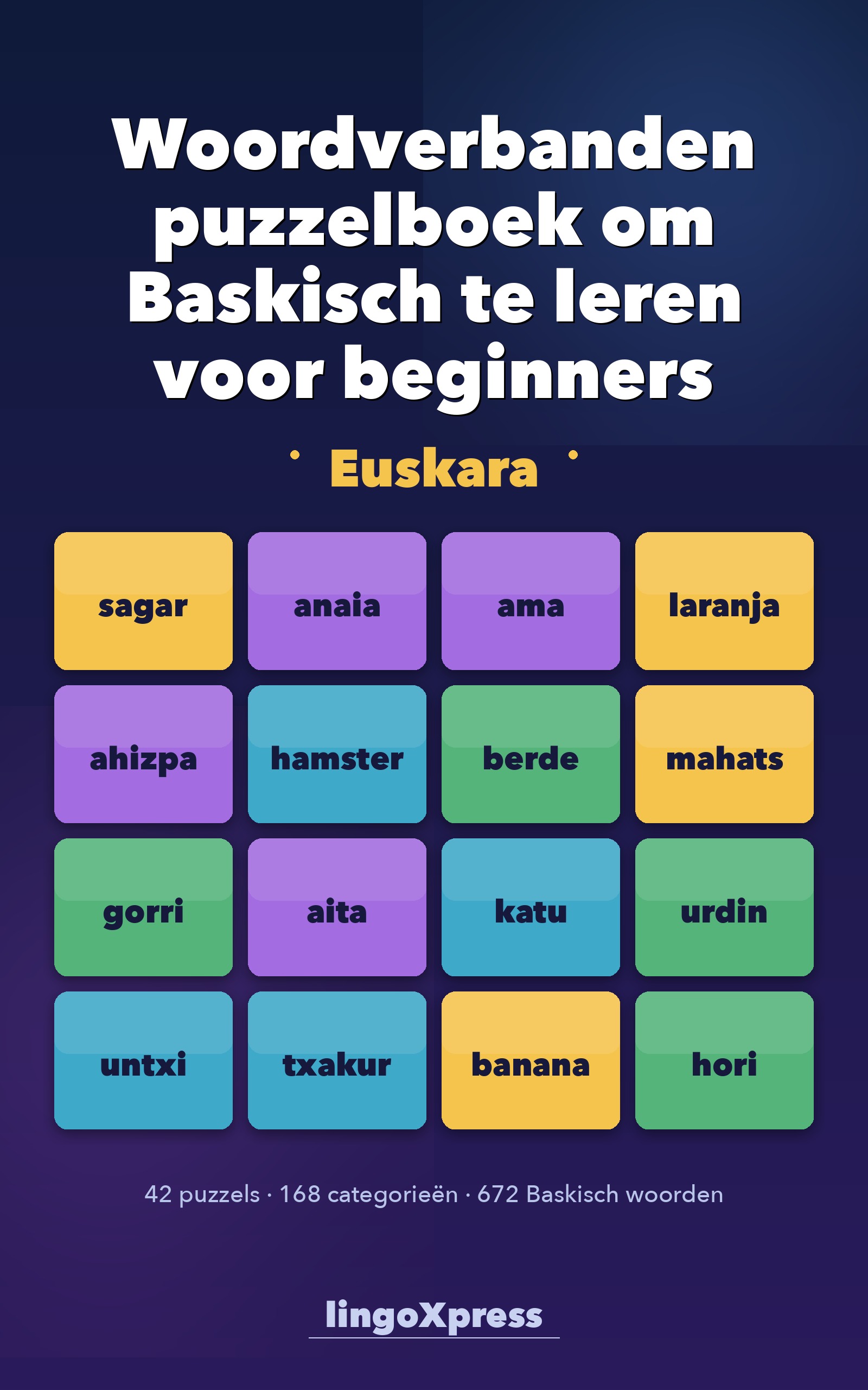 Woordverbanden puzzelboek om Baskisch te leren voor beginners