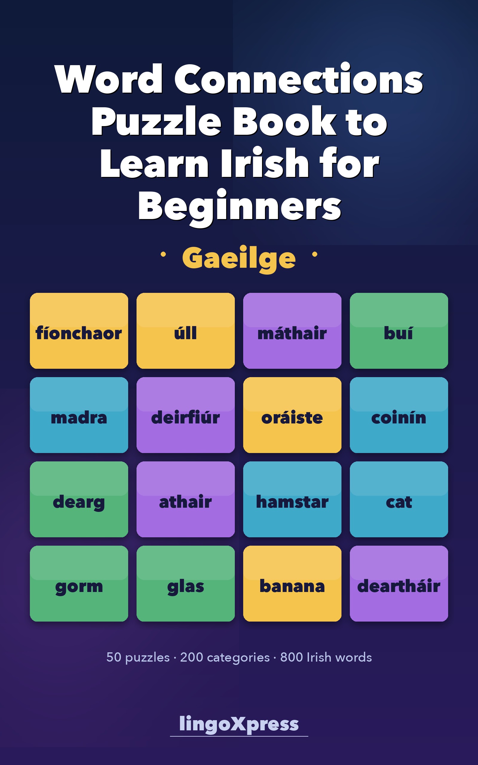 Word Connections Puzzle Book to Learn Irish for Beginners