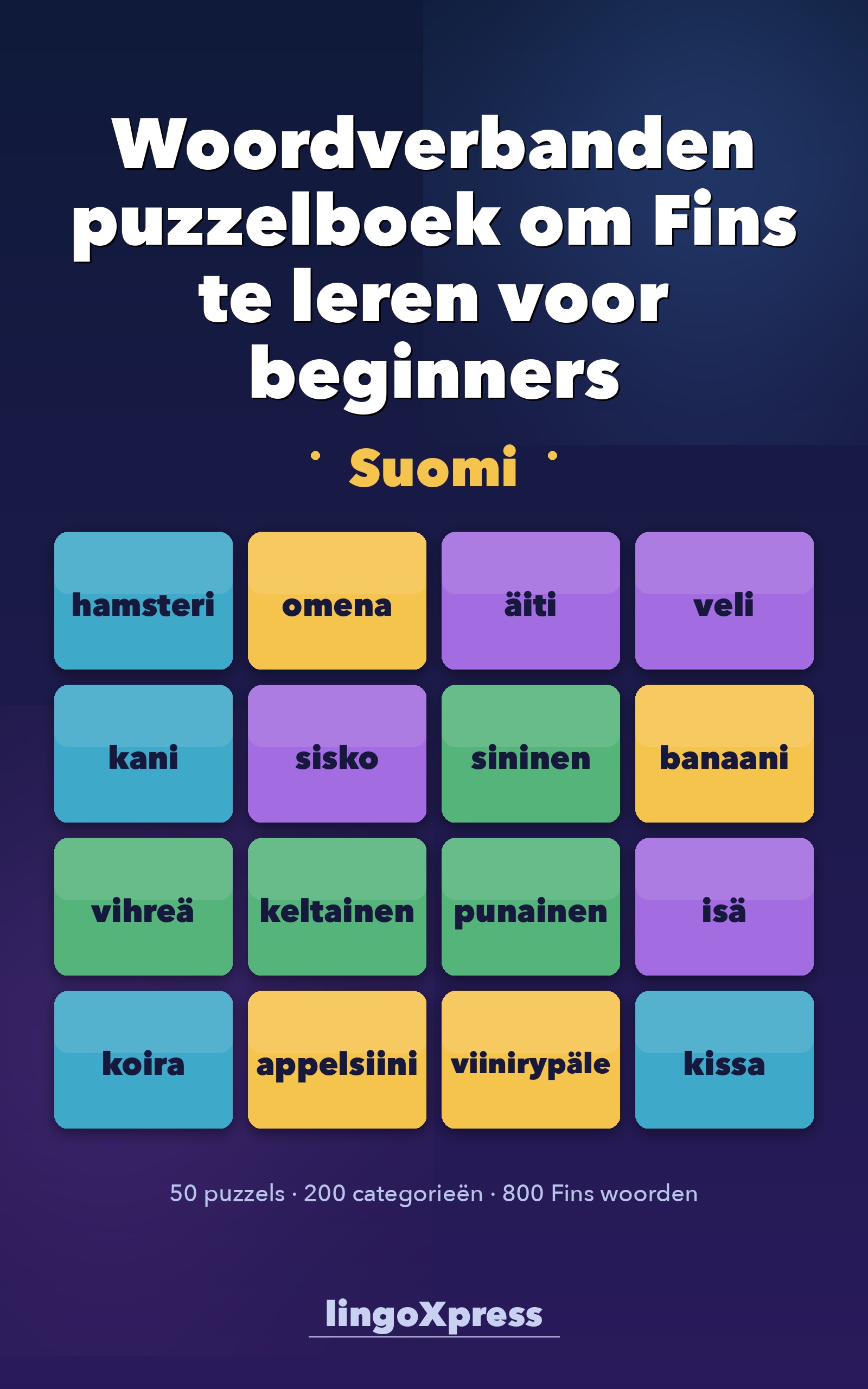 Woordverbanden puzzelboek om Fins te leren voor beginners