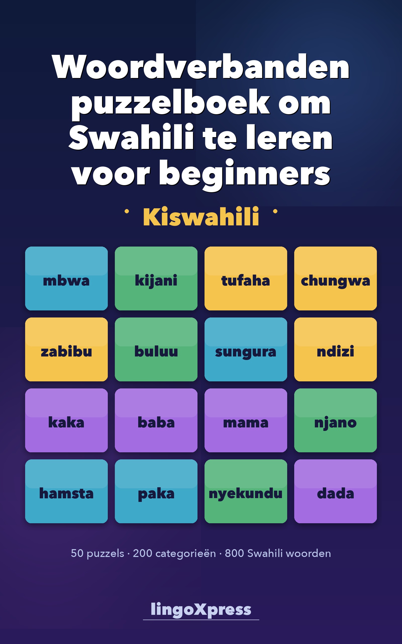 Woordverbanden puzzelboek om Swahili te leren voor beginners