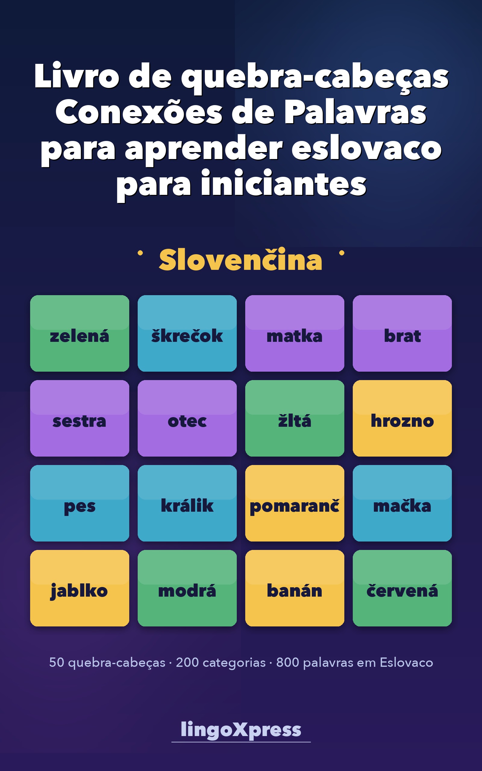 Livro de quebra-cabeças Conexões de Palavras para aprender eslovaco para iniciantes