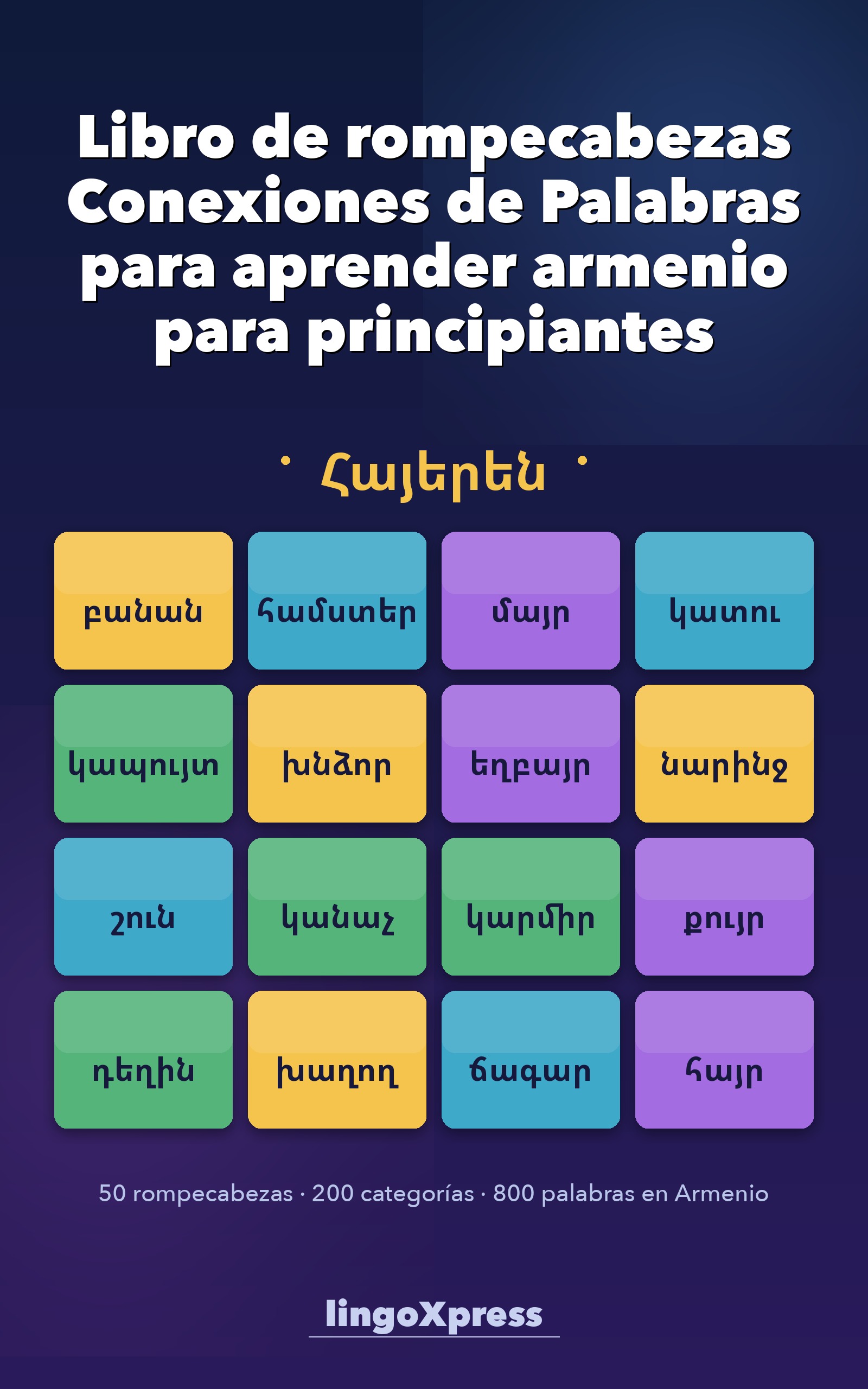 Libro de rompecabezas Conexiones de Palabras para aprender armenio para principiantes