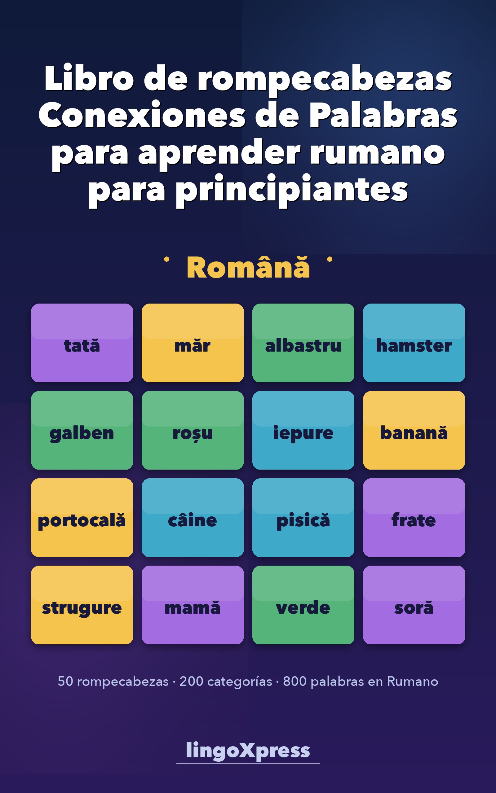 Libro de rompecabezas Conexiones de Palabras para aprender rumano para principiantes