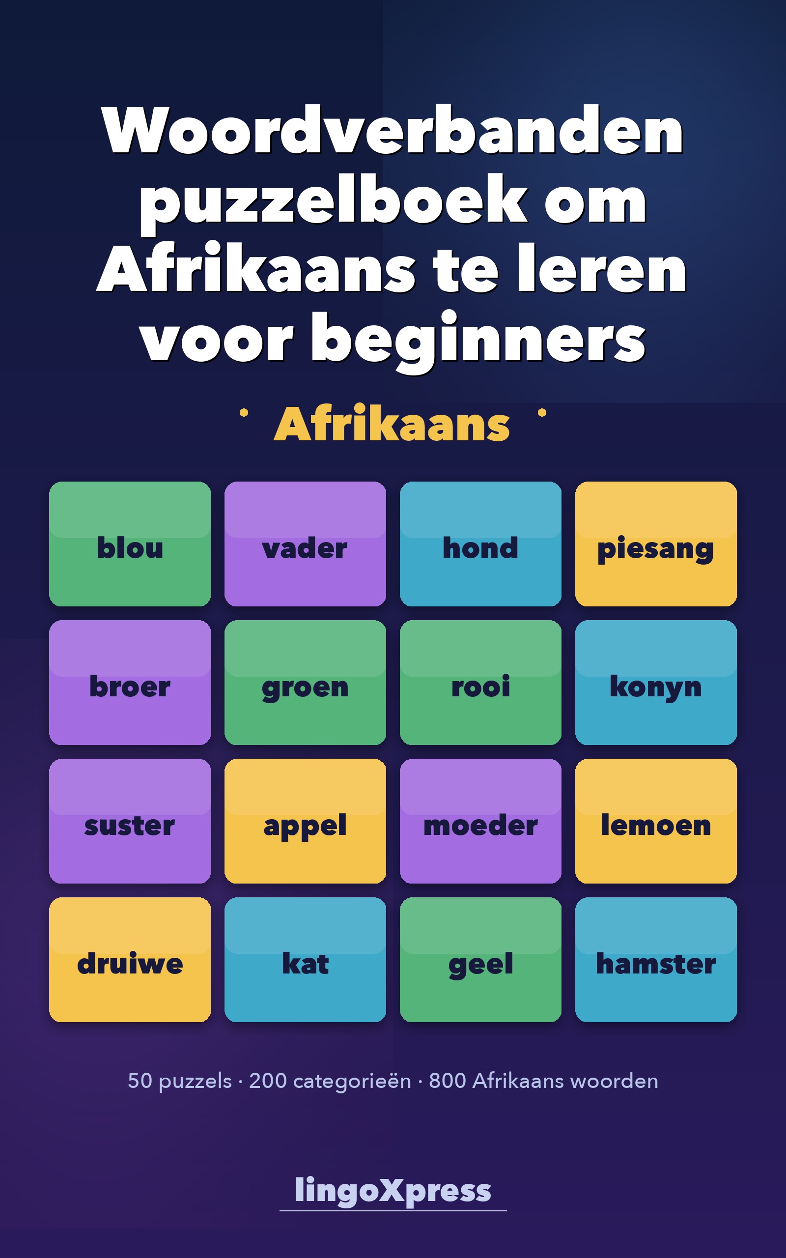 Woordverbanden puzzelboek om Afrikaans te leren voor beginners