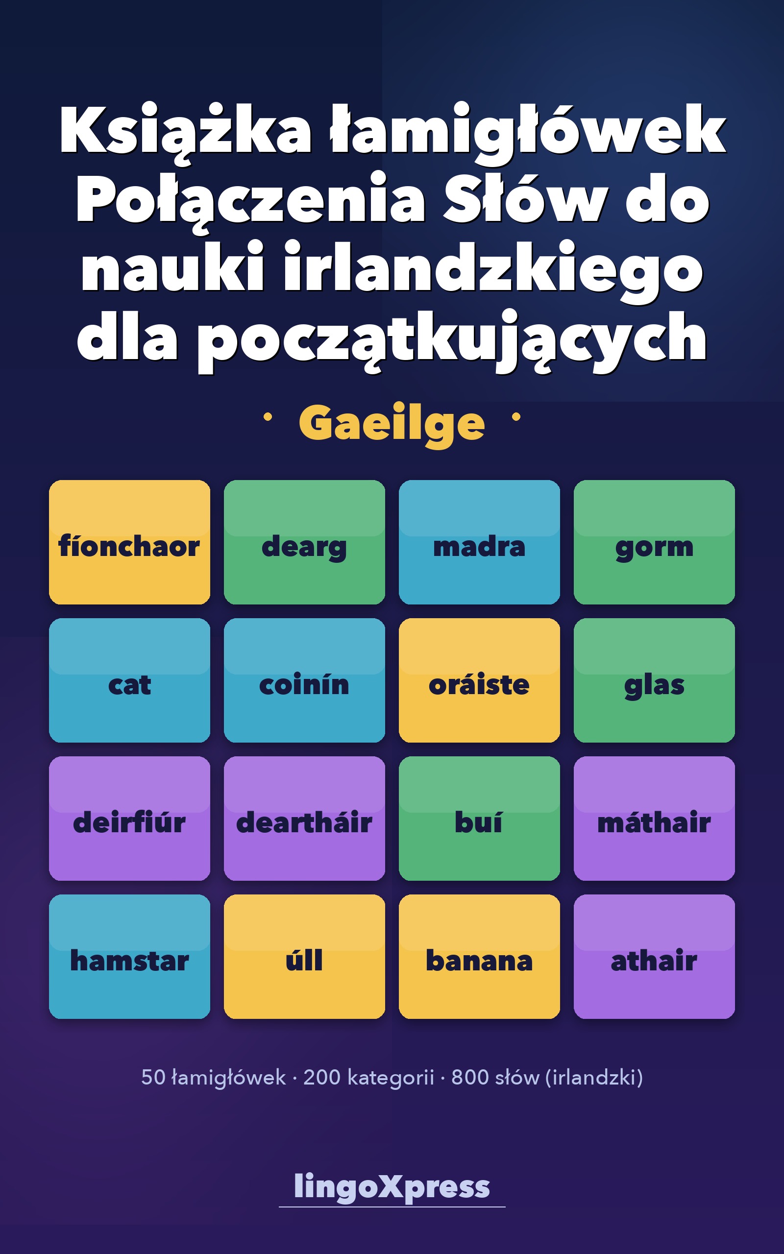 Książka łamigłówek Połączenia Słów do nauki irlandzkiego dla początkujących