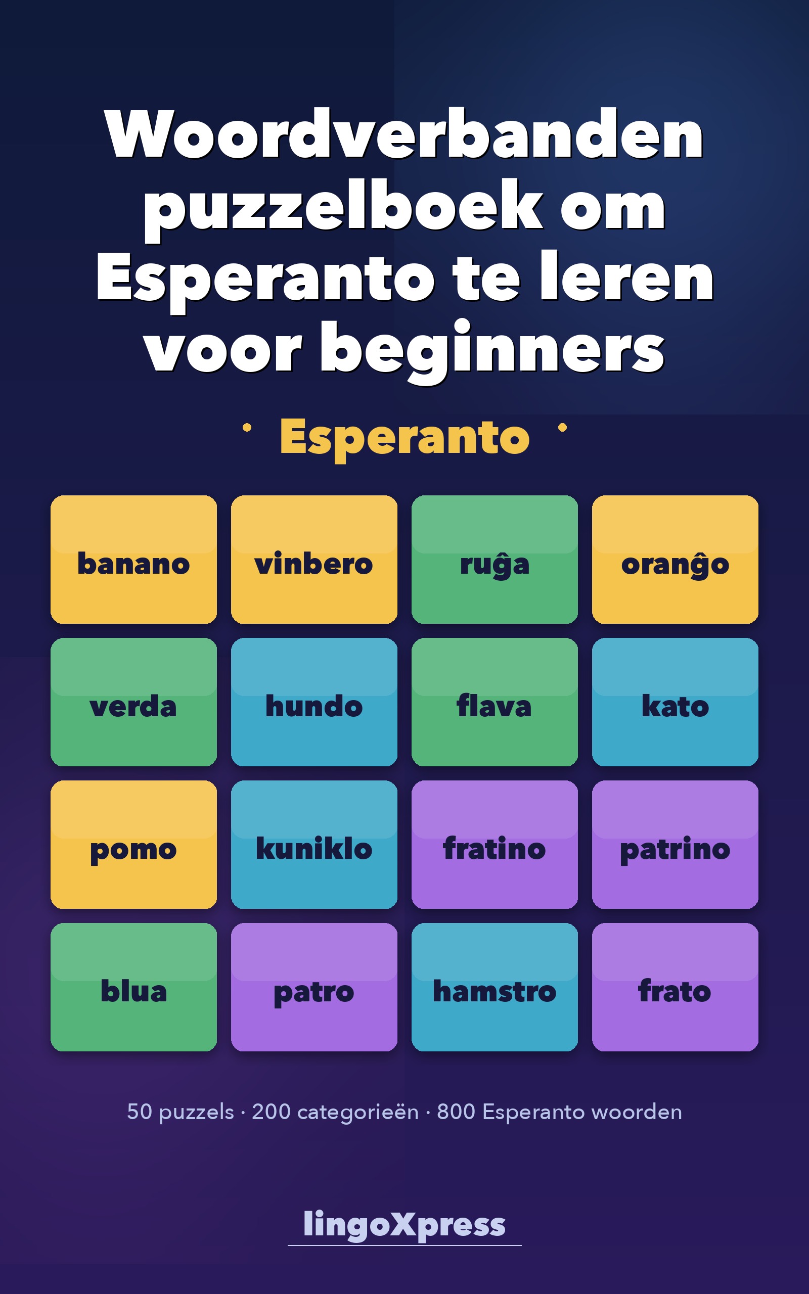 Woordverbanden puzzelboek om Esperanto te leren voor beginners