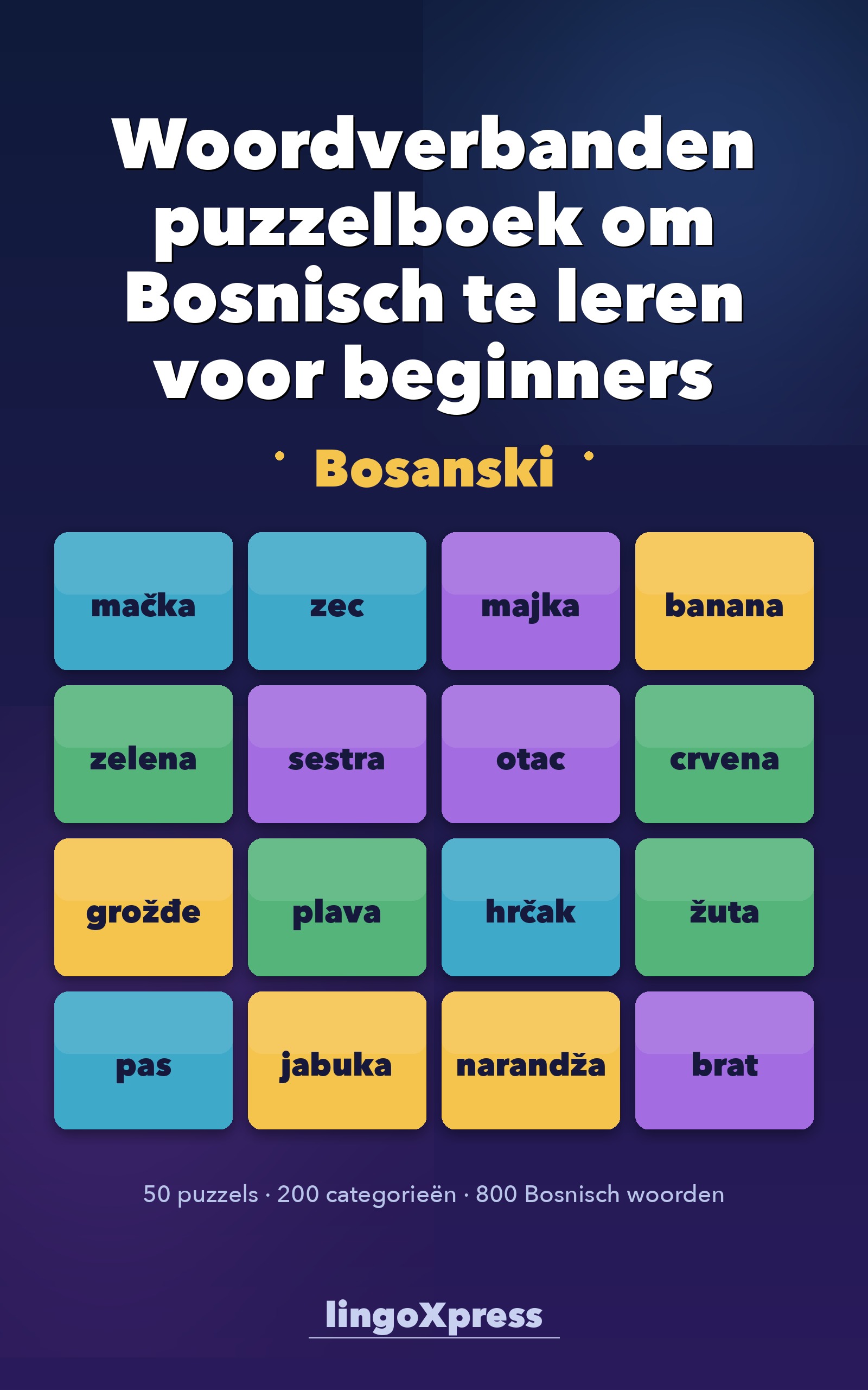 Woordverbanden puzzelboek om Bosnisch te leren voor beginners