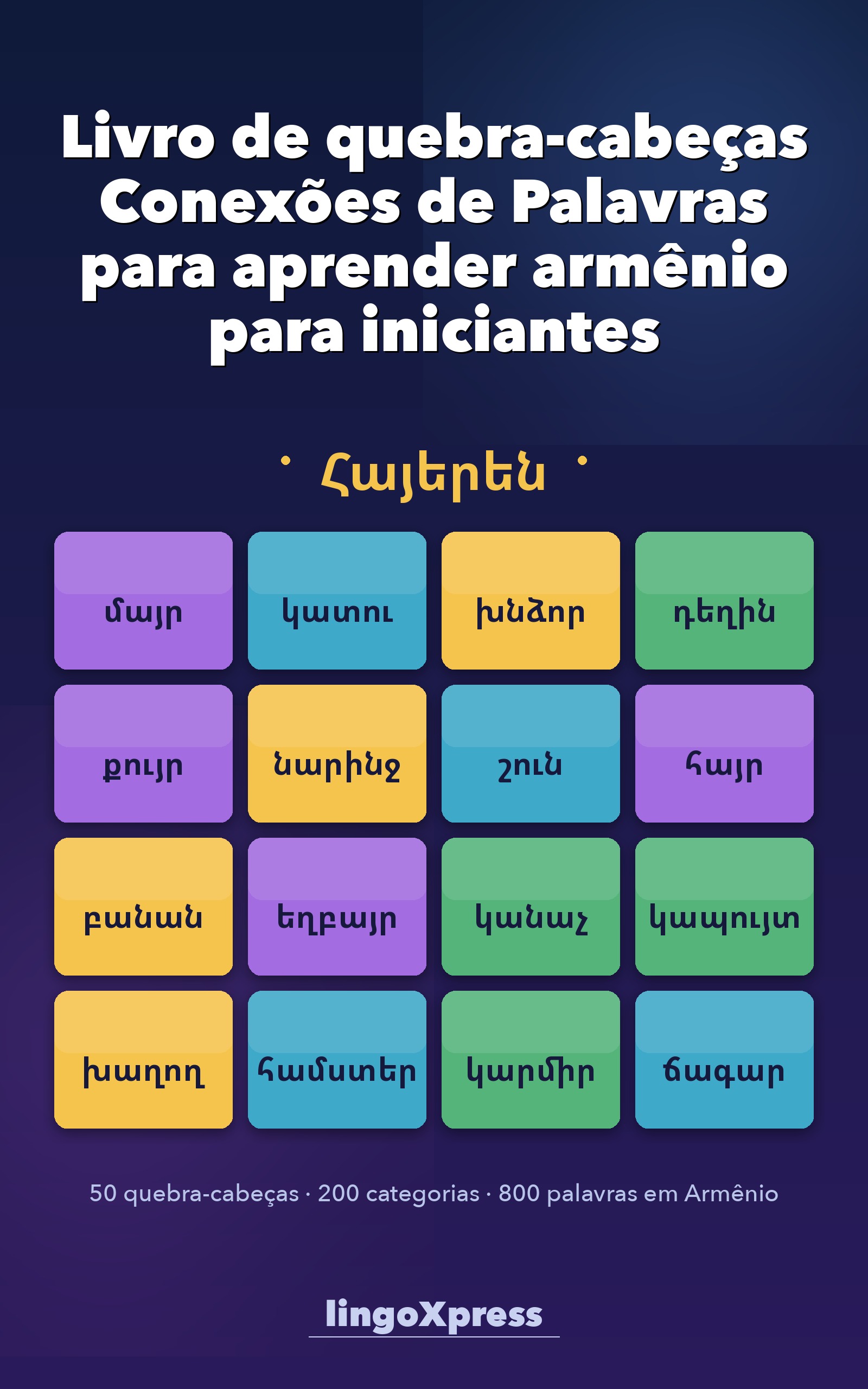 Livro de quebra-cabeças Conexões de Palavras para aprender armênio para iniciantes