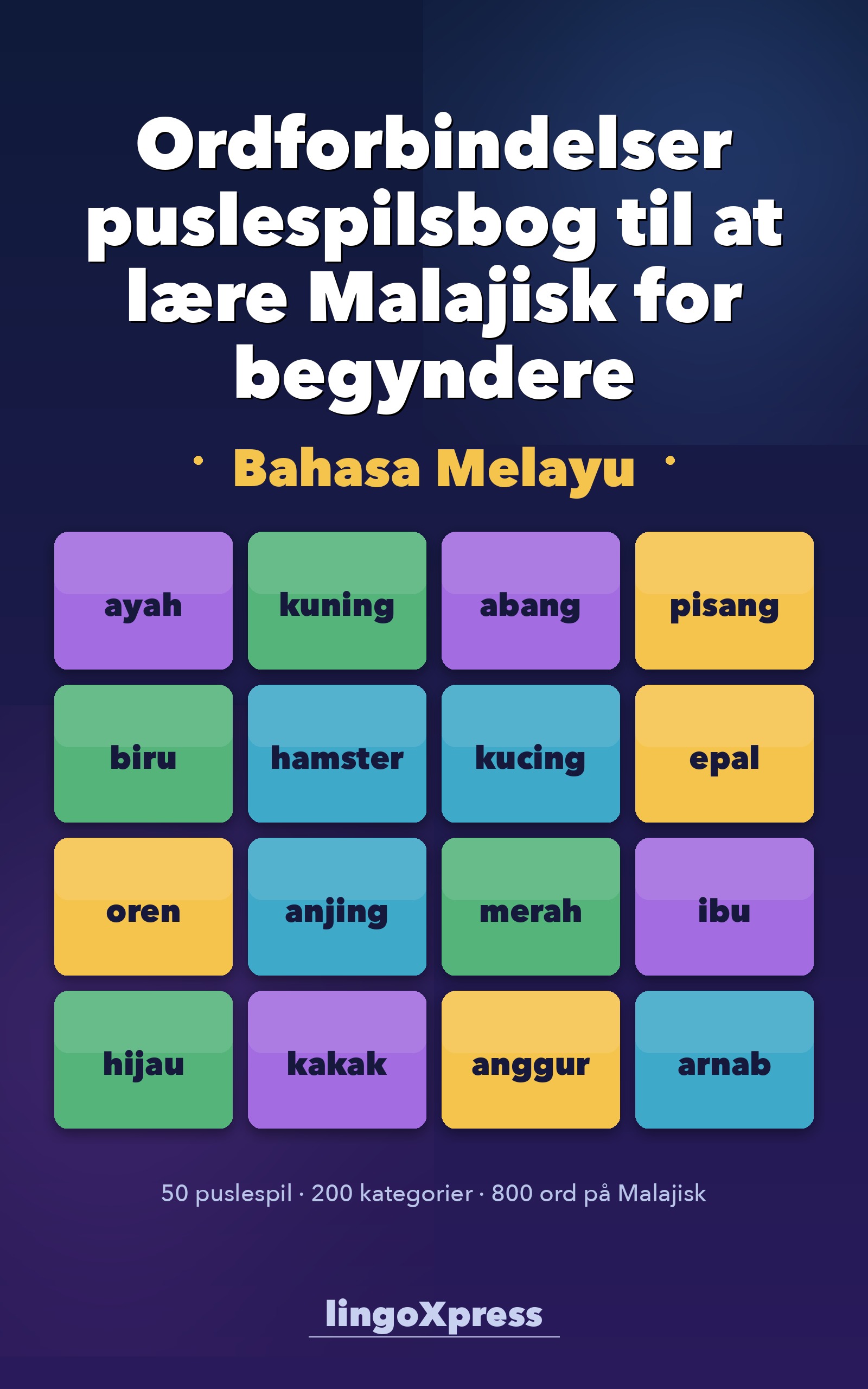 Ordforbindelser puslespilsbog til at lære Malajisk for begyndere