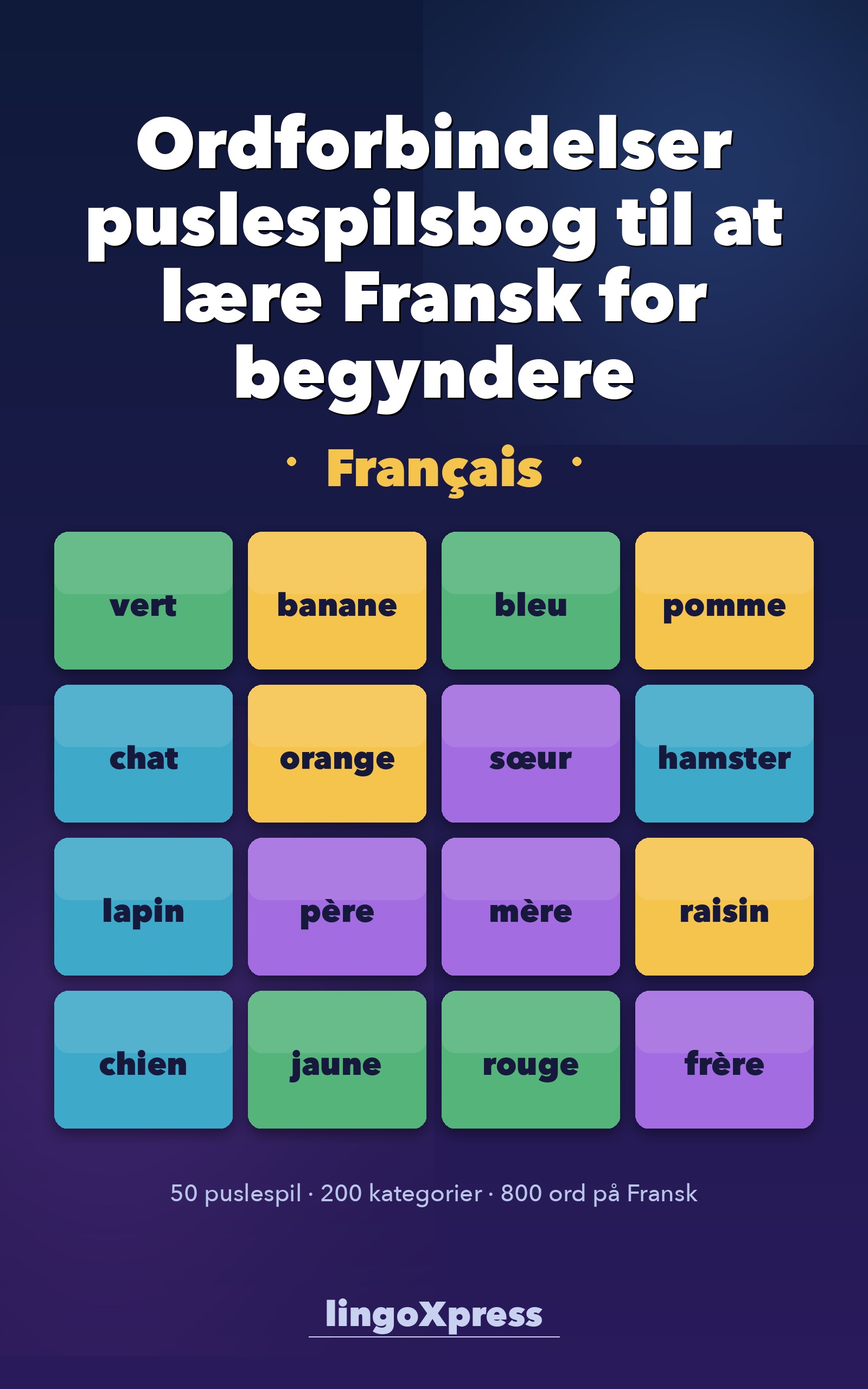 Ordforbindelser puslespilsbog til at lære Fransk for begyndere