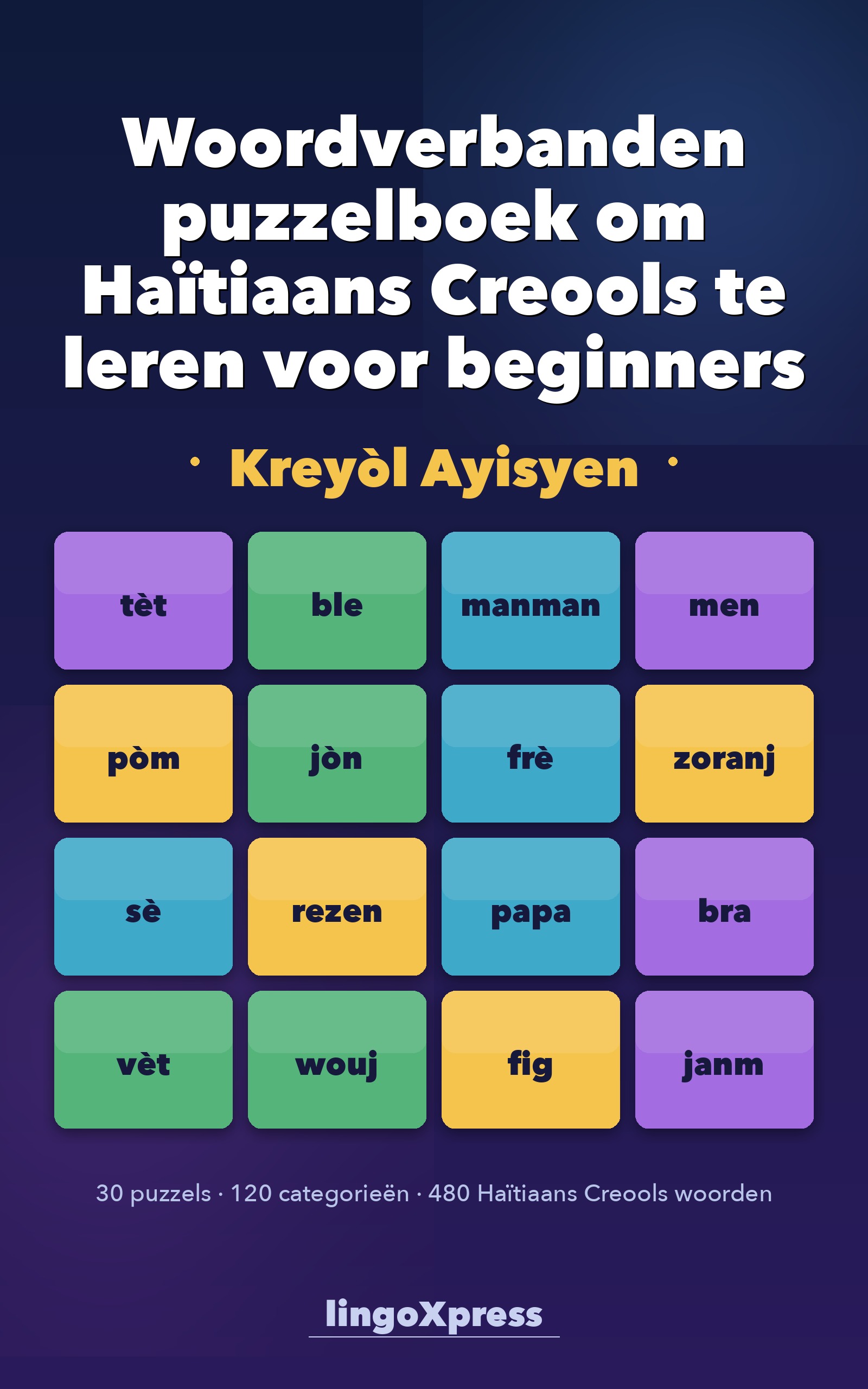 Woordverbanden puzzelboek om Haïtiaans Creools te leren voor beginners